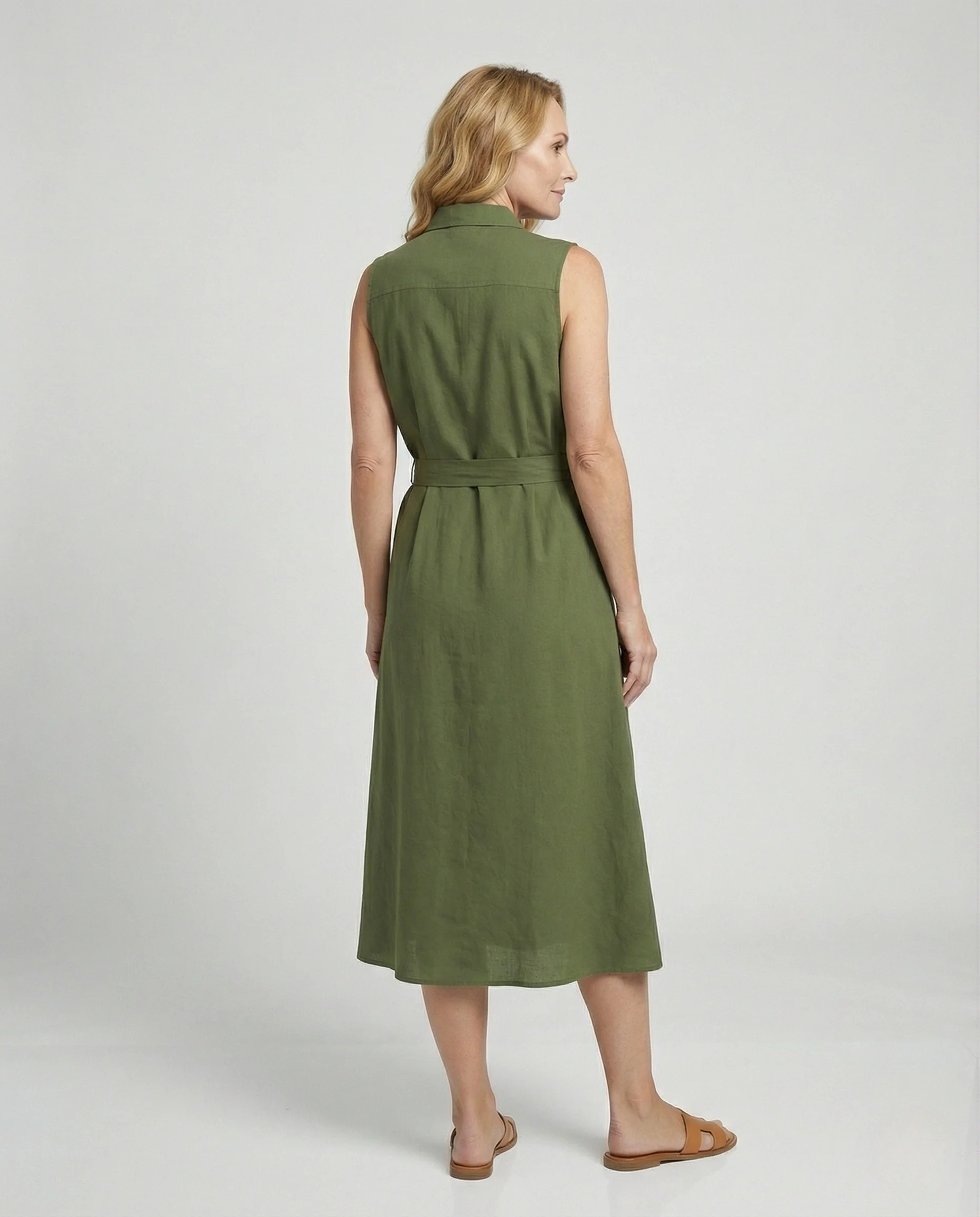 Damen Ärmelloses Hemdkleid mit Bindegürtel - Image 3
