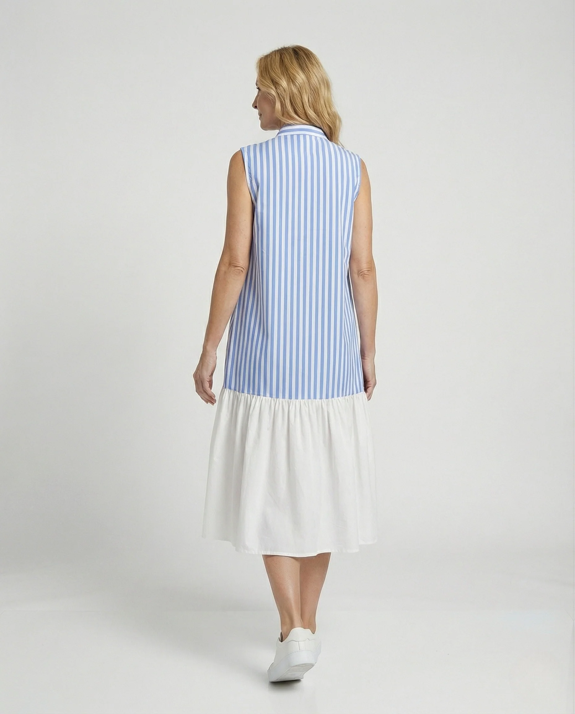 Damen Ärmelloses Hemdkleid mit Streifenoptik - Image 4