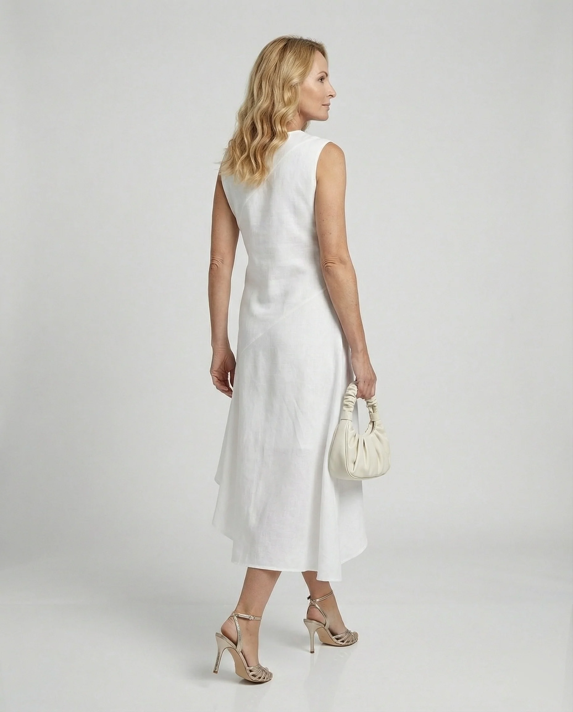 Midikleid Sommer aus Leinen mit asymmetrischem Saum - Image 2