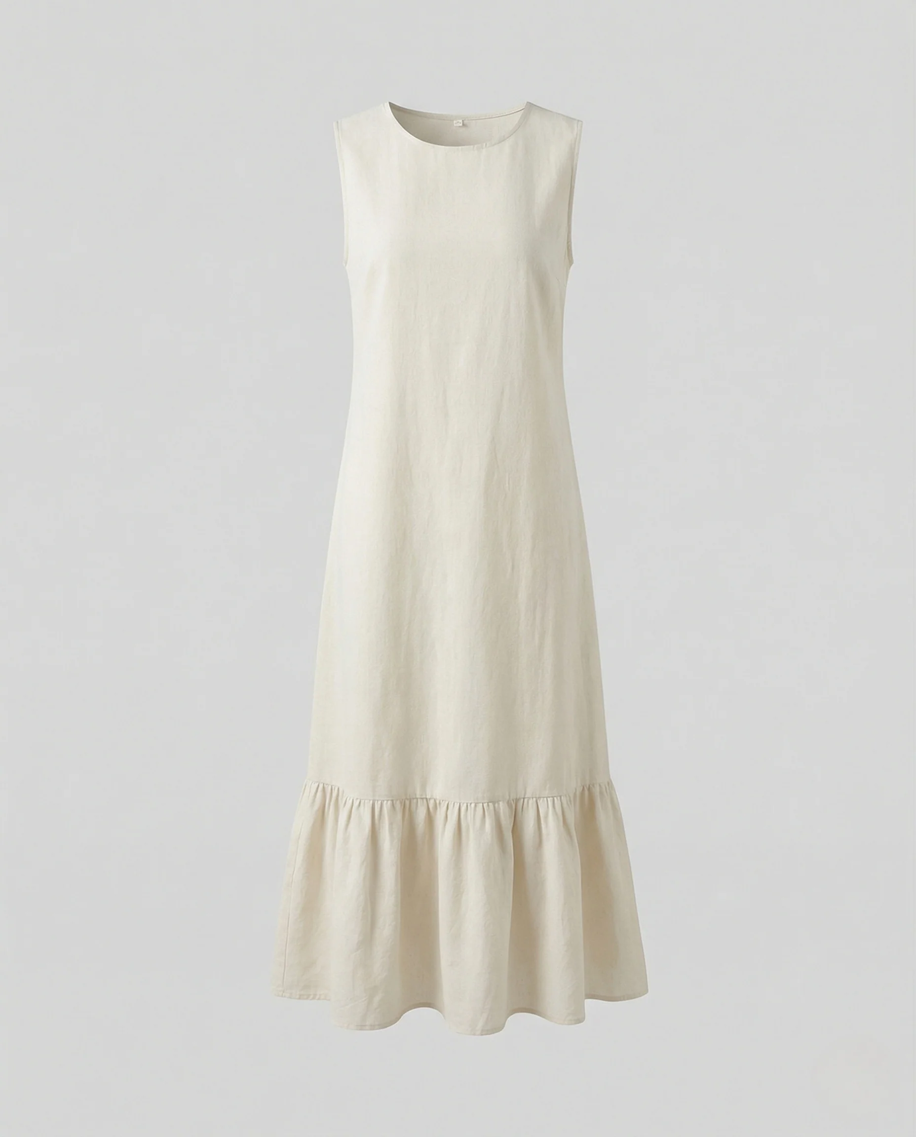 Damen Leinenmix Maxikleid mit Volant und Taschen - Image 5