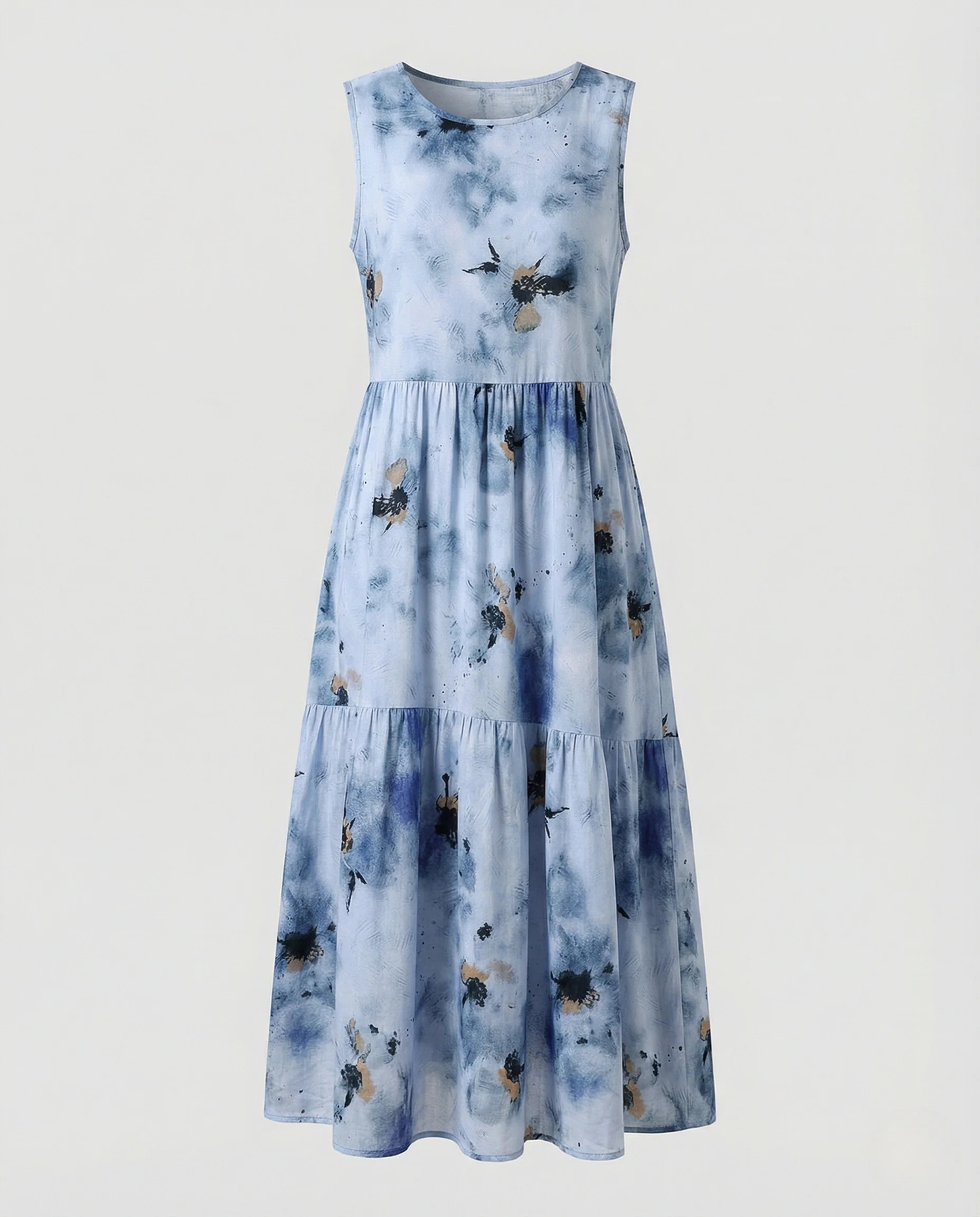 Damen Ärmelloses Maxi Stufenkleid mit Print - Image 5