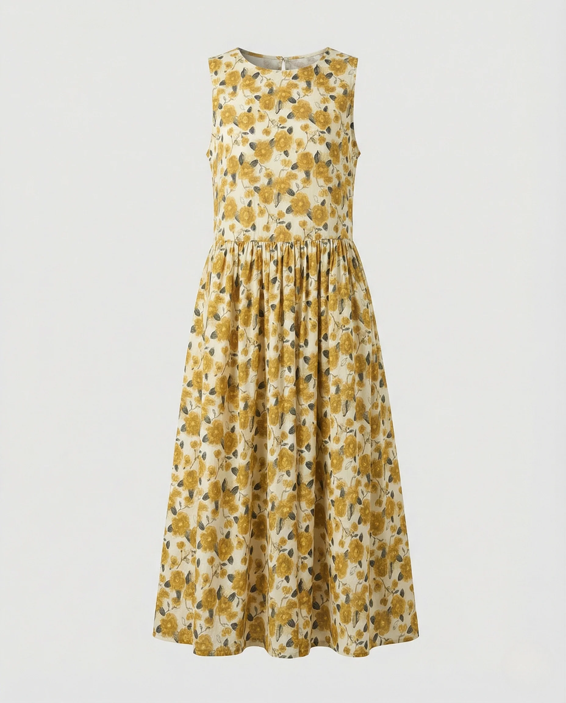 Damen Leinenoptik Maxikleid mit Faltenrock - Image 5