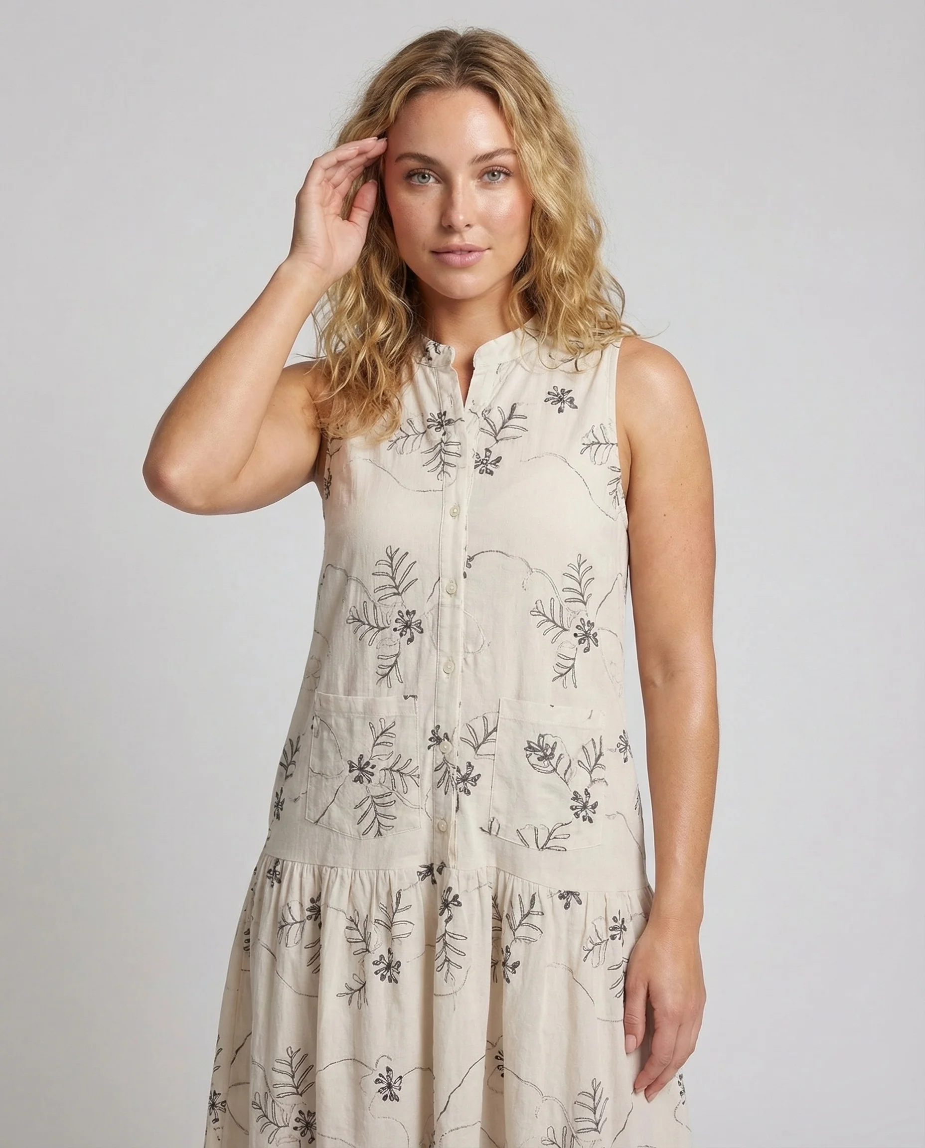 Damen Stufen Maxikleid mit floralem Print - Image 2