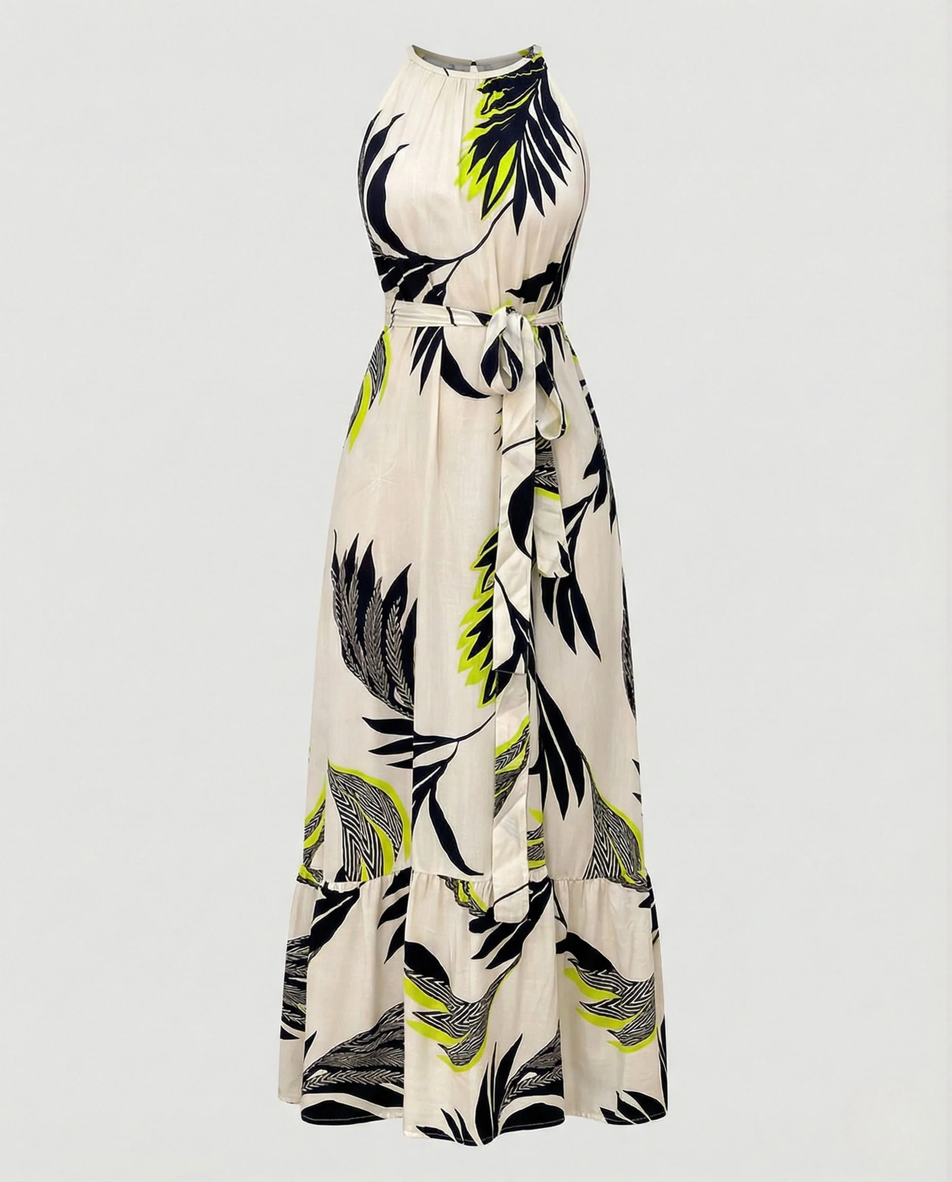 Damen Maxikleid Sommer mit Bindegürtel - Image 4