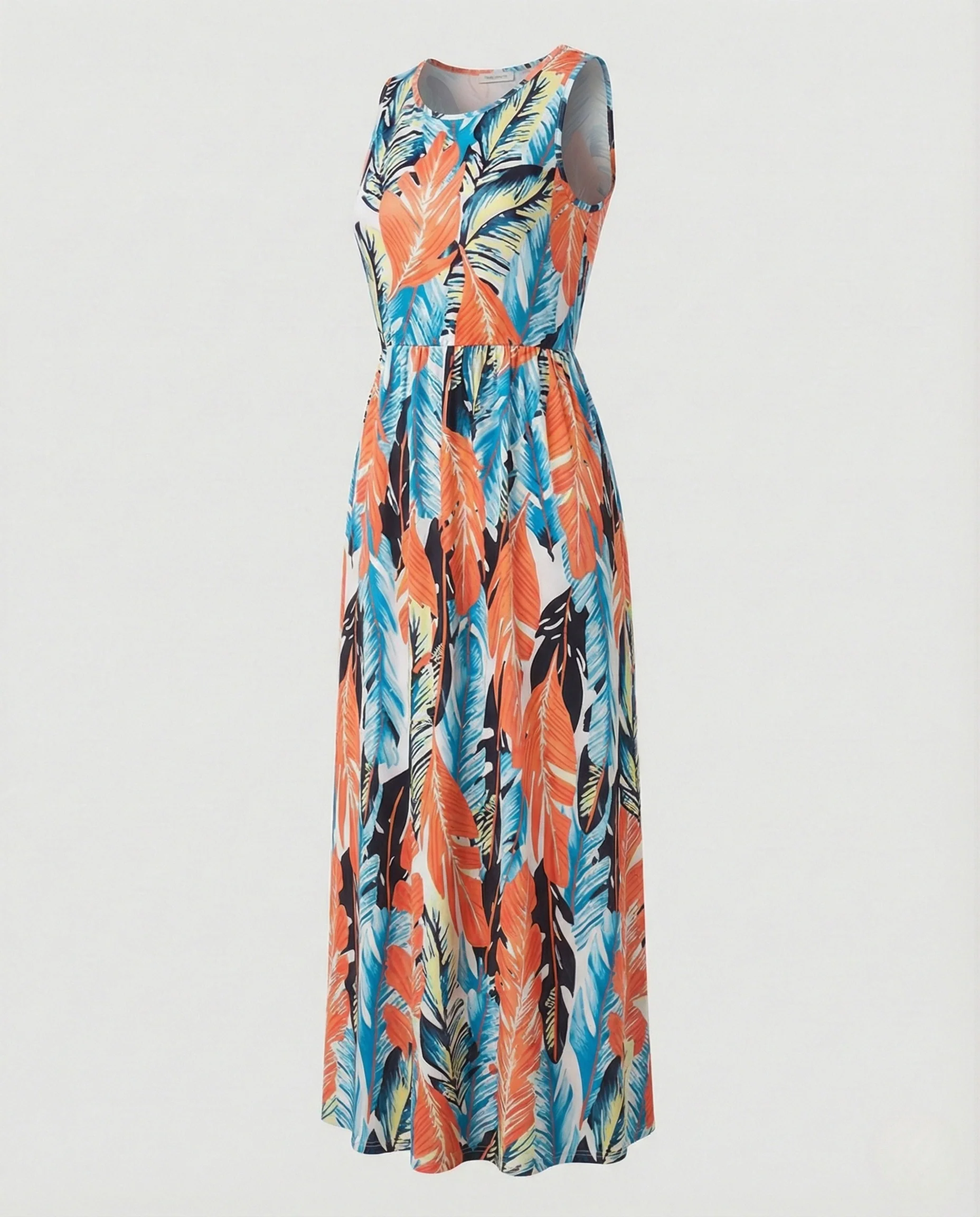 Plissee Maxikleid Ärmellos Damen Mit Taschen - Image 6