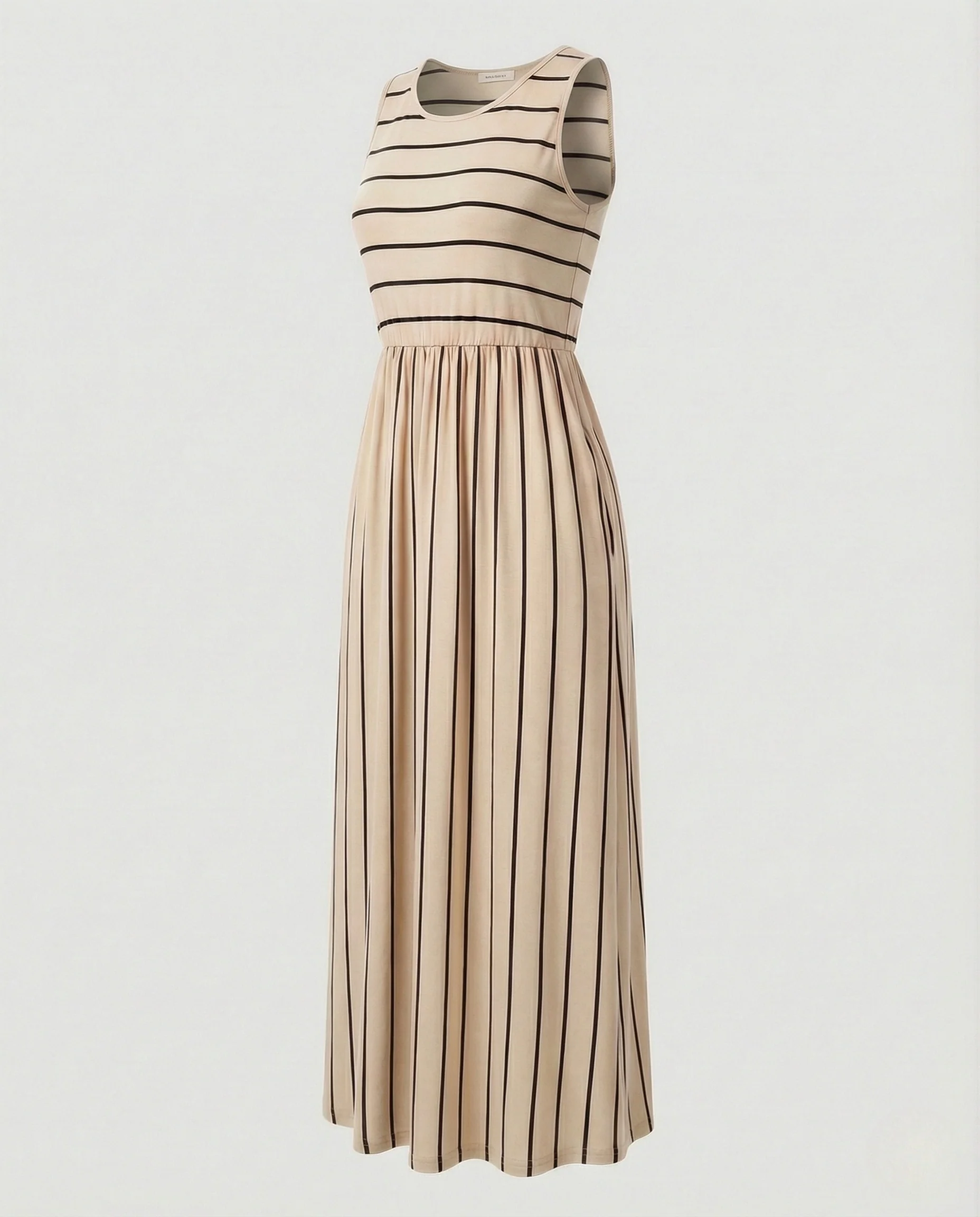 Plissee Maxikleid Ärmellos Damen Mit Taschen - Image 7