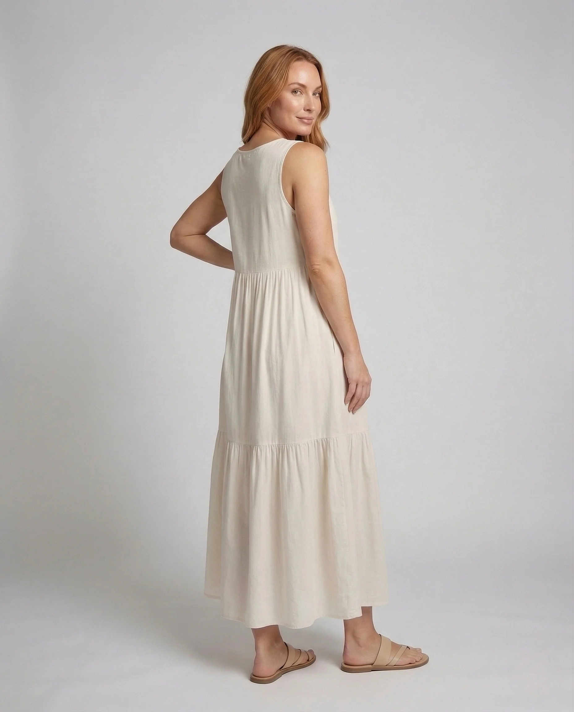 Damen Maxikleid Stufenrock Print - Image 4