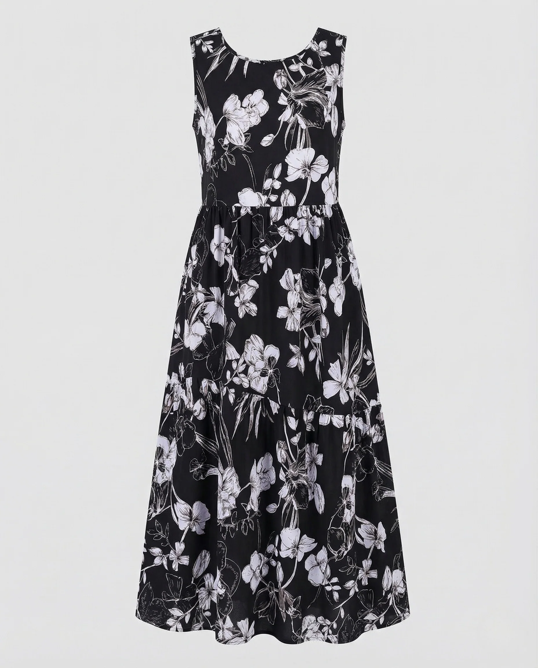 Damen Maxikleid Stufenrock Print - Image 5