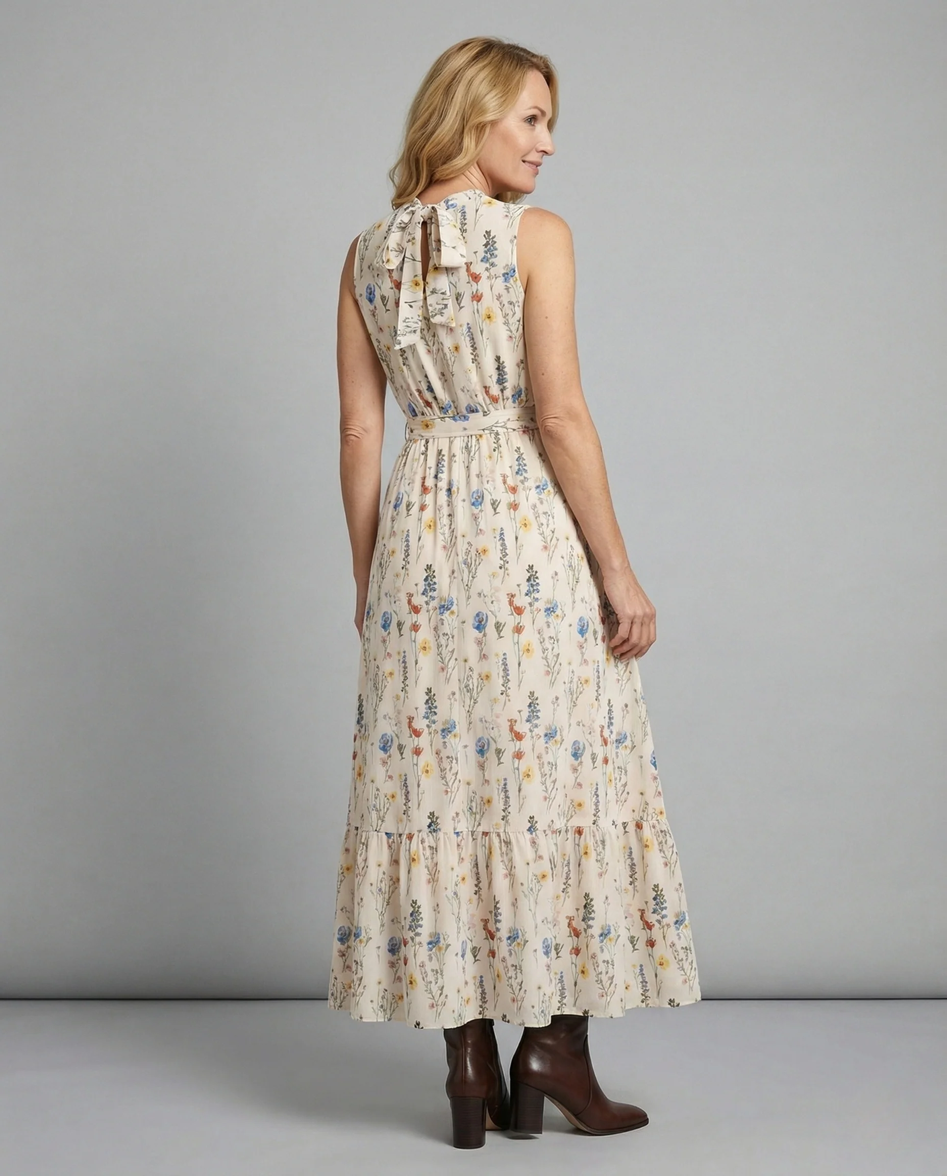 Damen Blumenkleid Maxikleid mit Wiesenblumen - Image 4