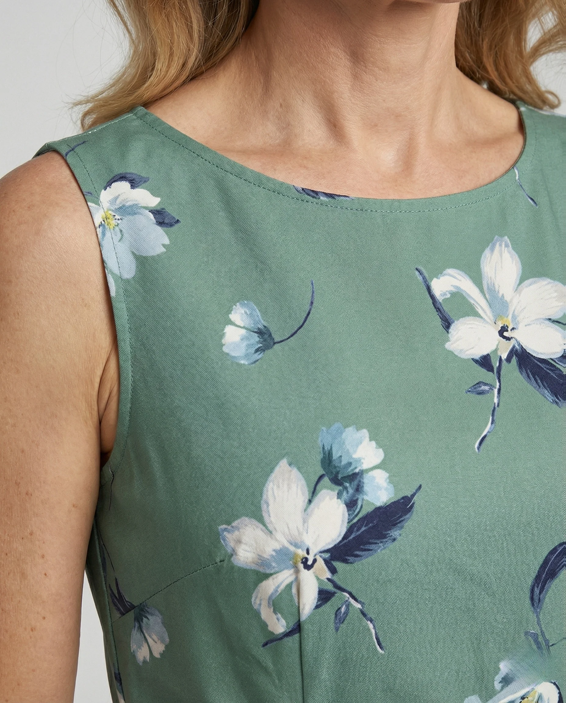 Midikleid Ärmellos Mit Blumenmuster Damen - Image 3