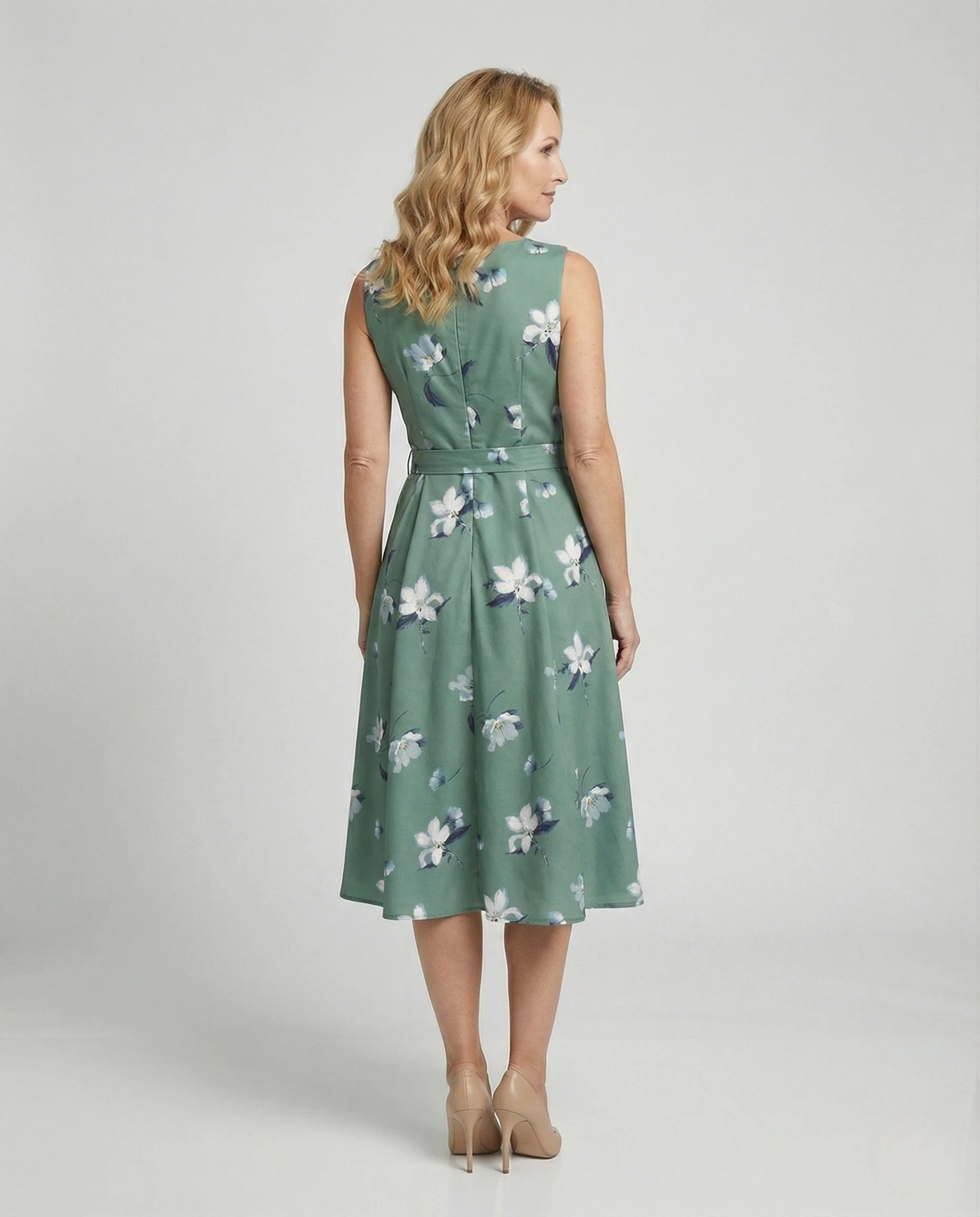 Midikleid Ärmellos Mit Blumenmuster Damen - Image 4