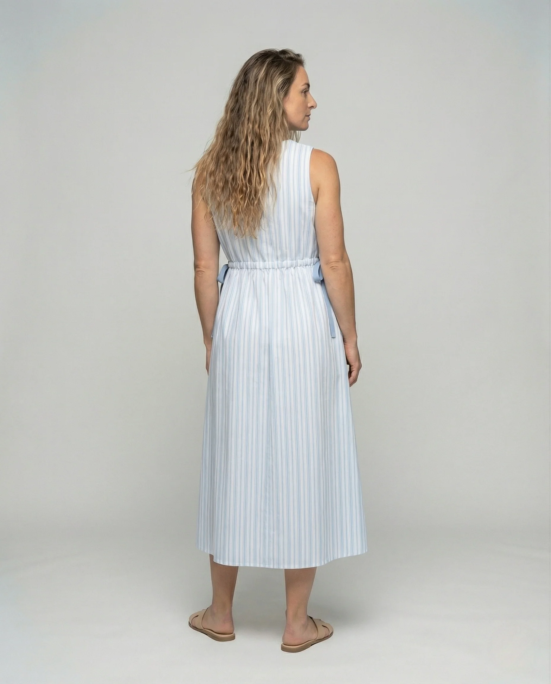 Damen Ärmelloses A-Linien Midikleid mit Tunnelzug - Image 3