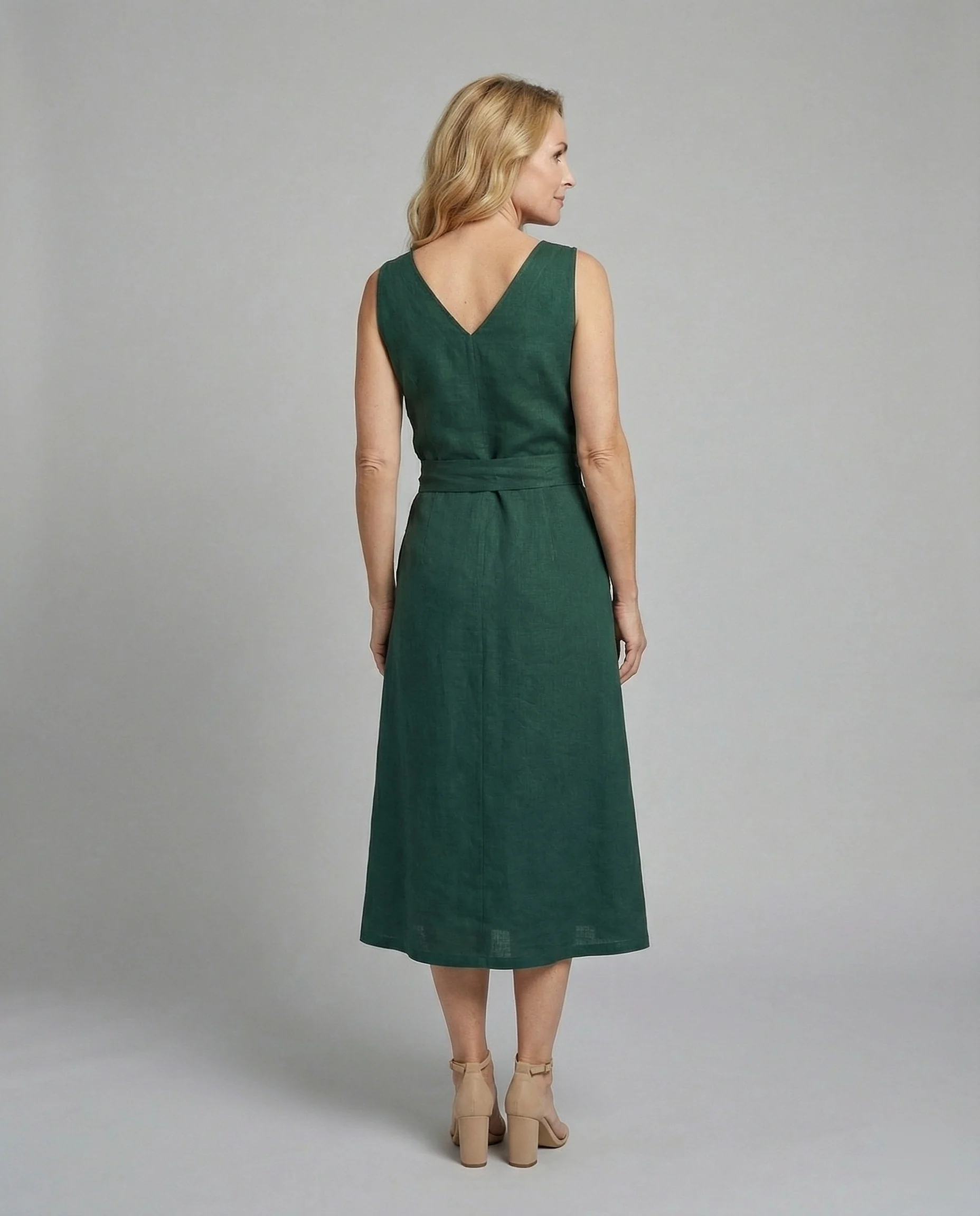 Damen Midikleid Sommer mit V-Ausschnitt - Image 2