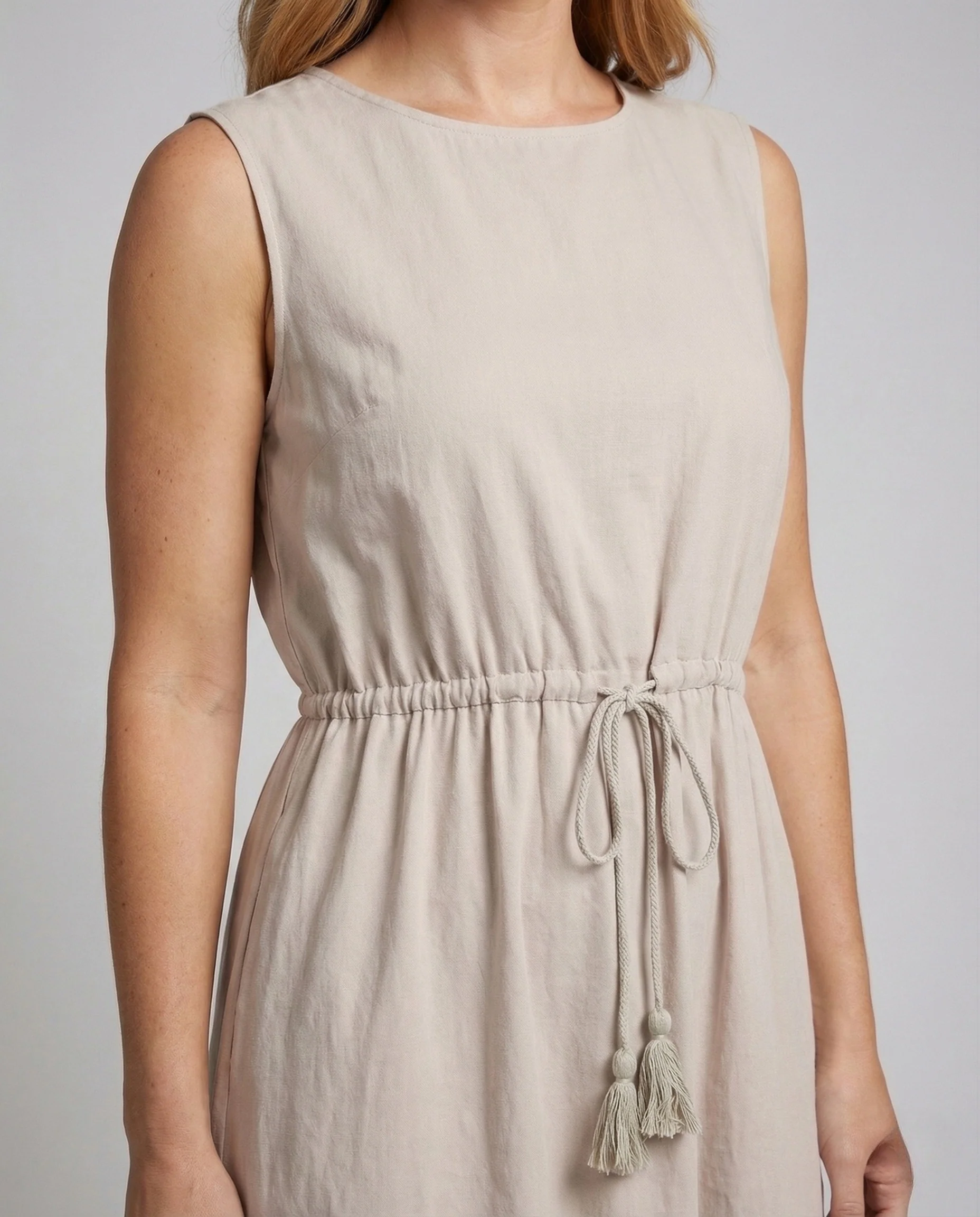 Damen Baumwollkleid Midi Elastik - Image 3