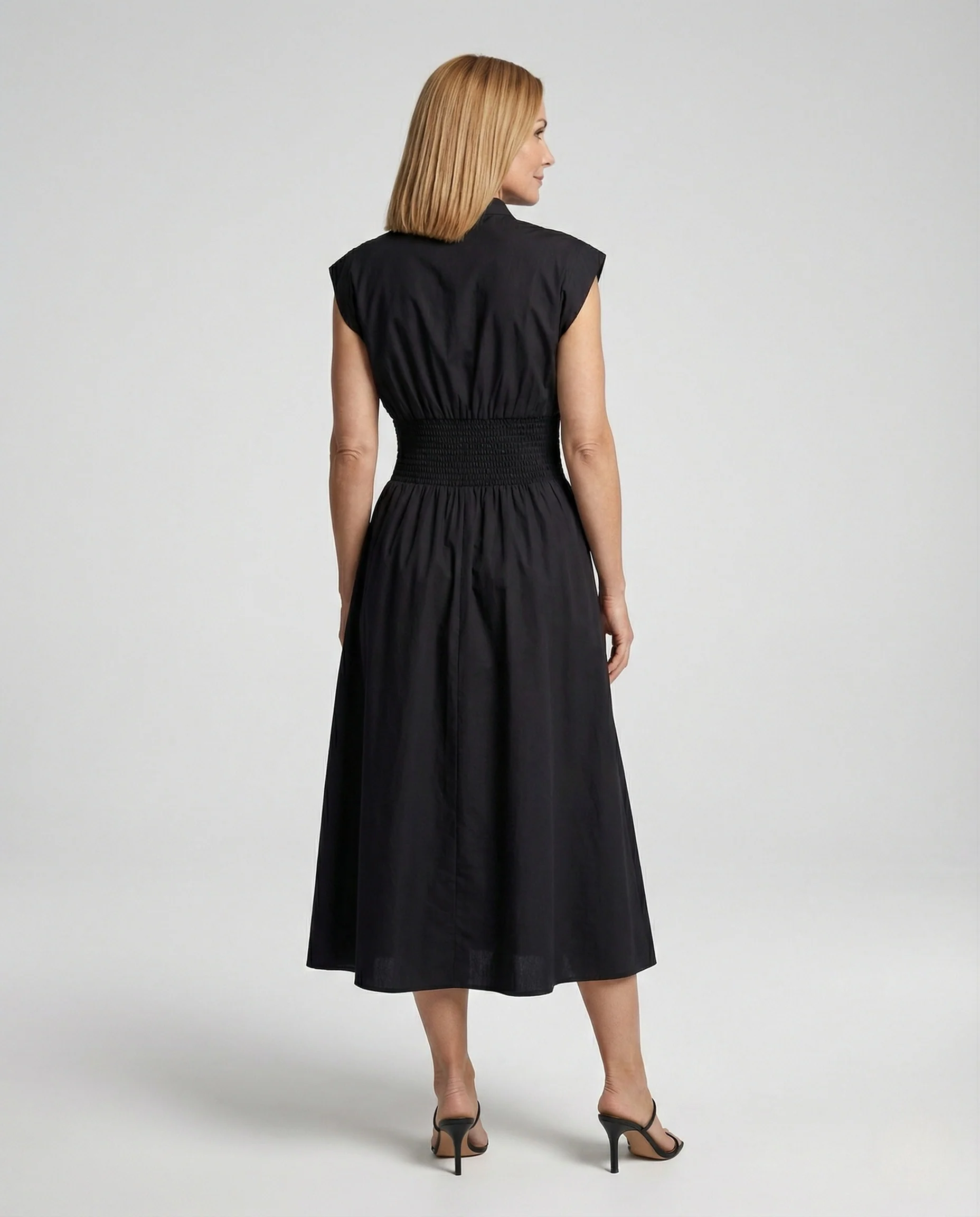 Damen Midikleid mit Frontreißverschluss und Smok-Taille - Image 4