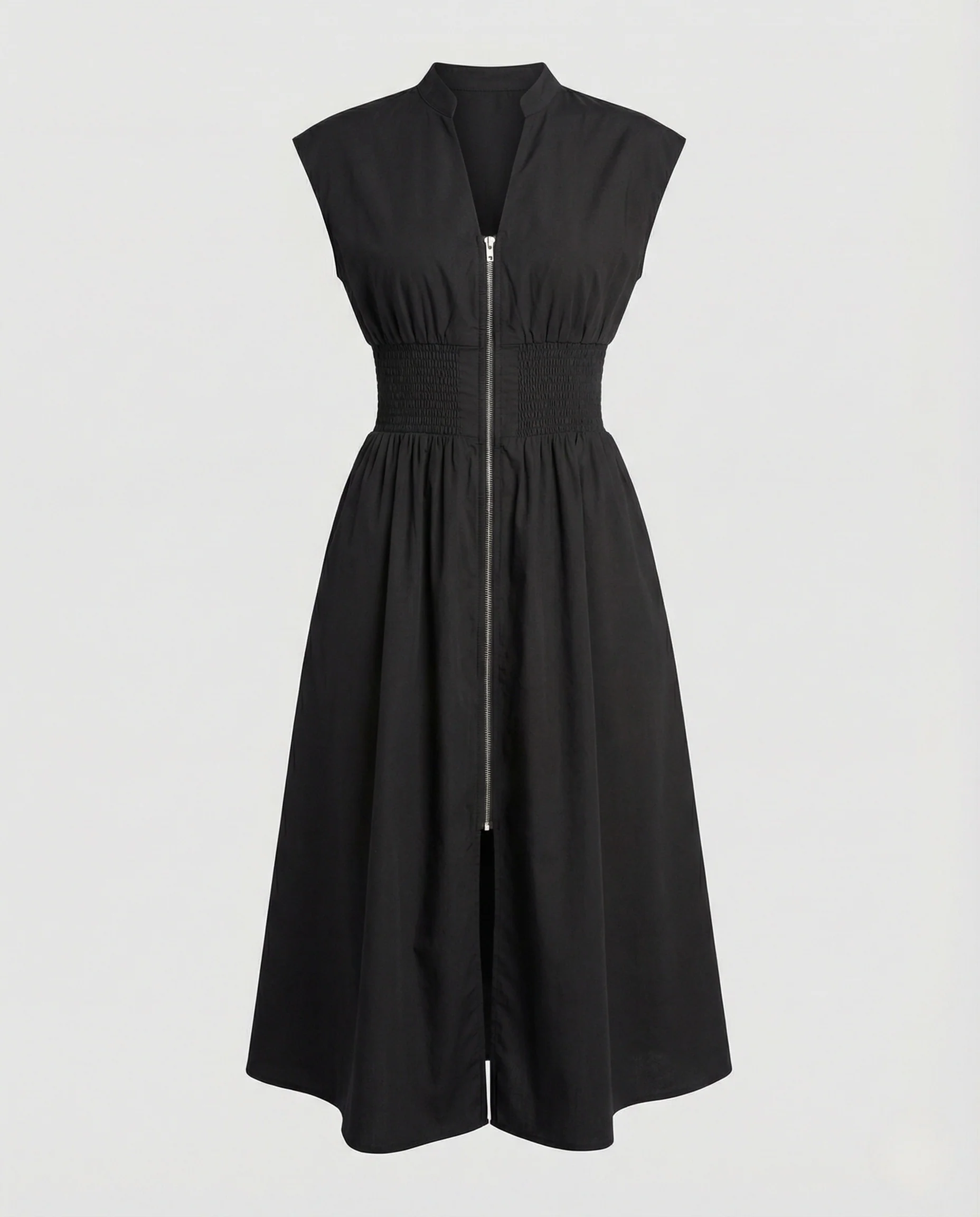 Damen Midikleid mit Frontreißverschluss und Smok-Taille - Image 5