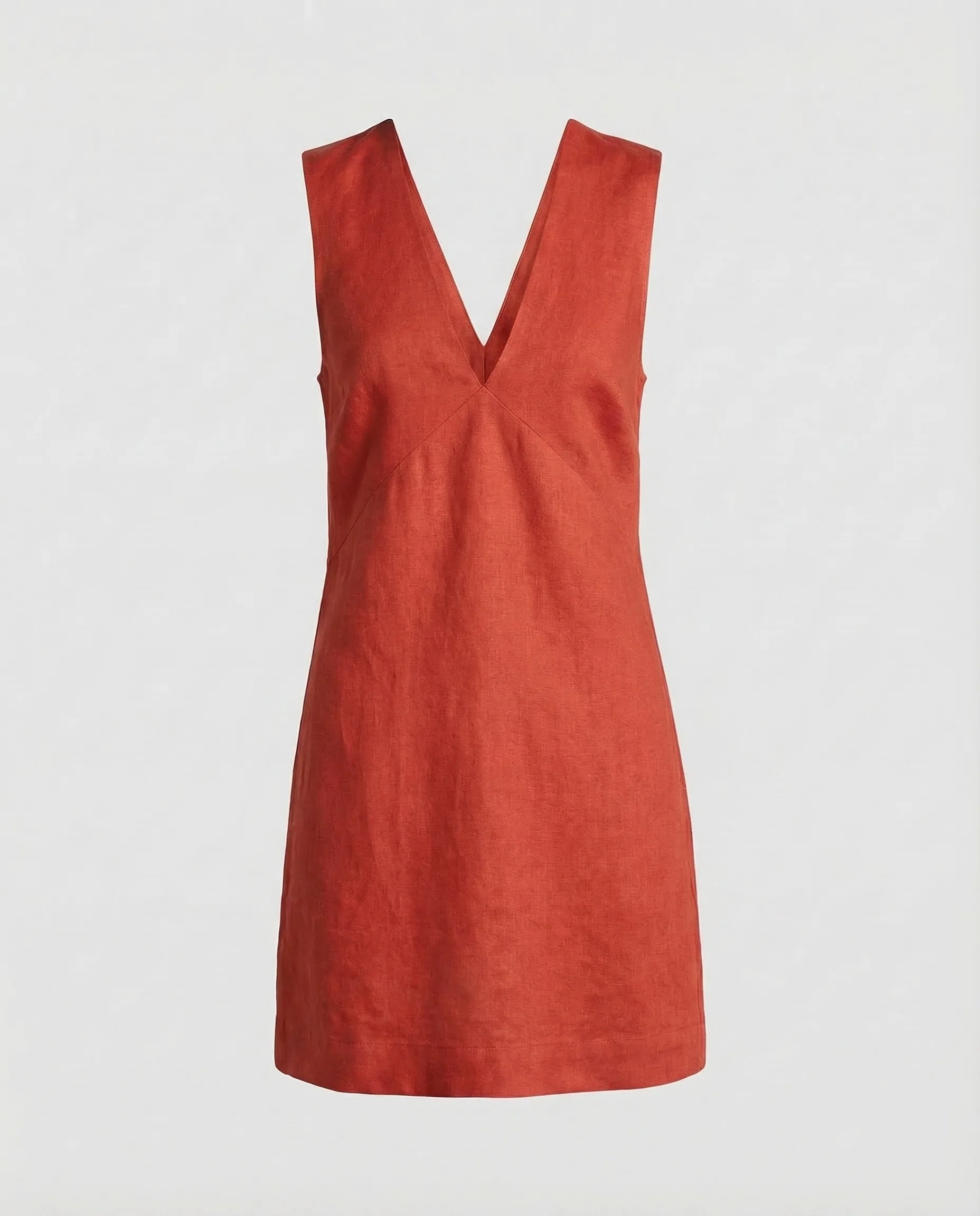 Damen Minikleid V Ausschnitt Leinenoptik - Image 5