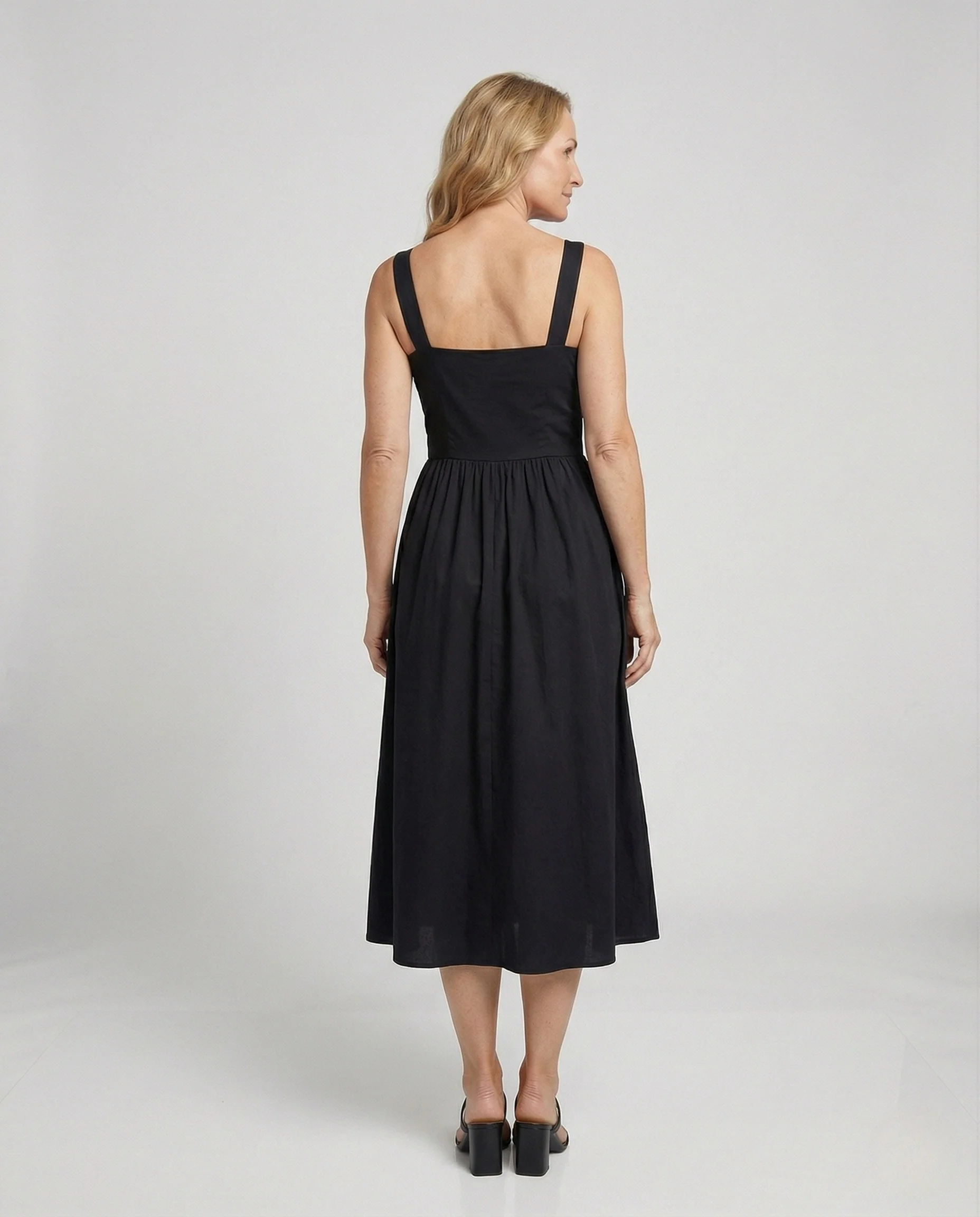 Satin Midikleid Mit Quadratischem Ausschnitt Damen - Image 4