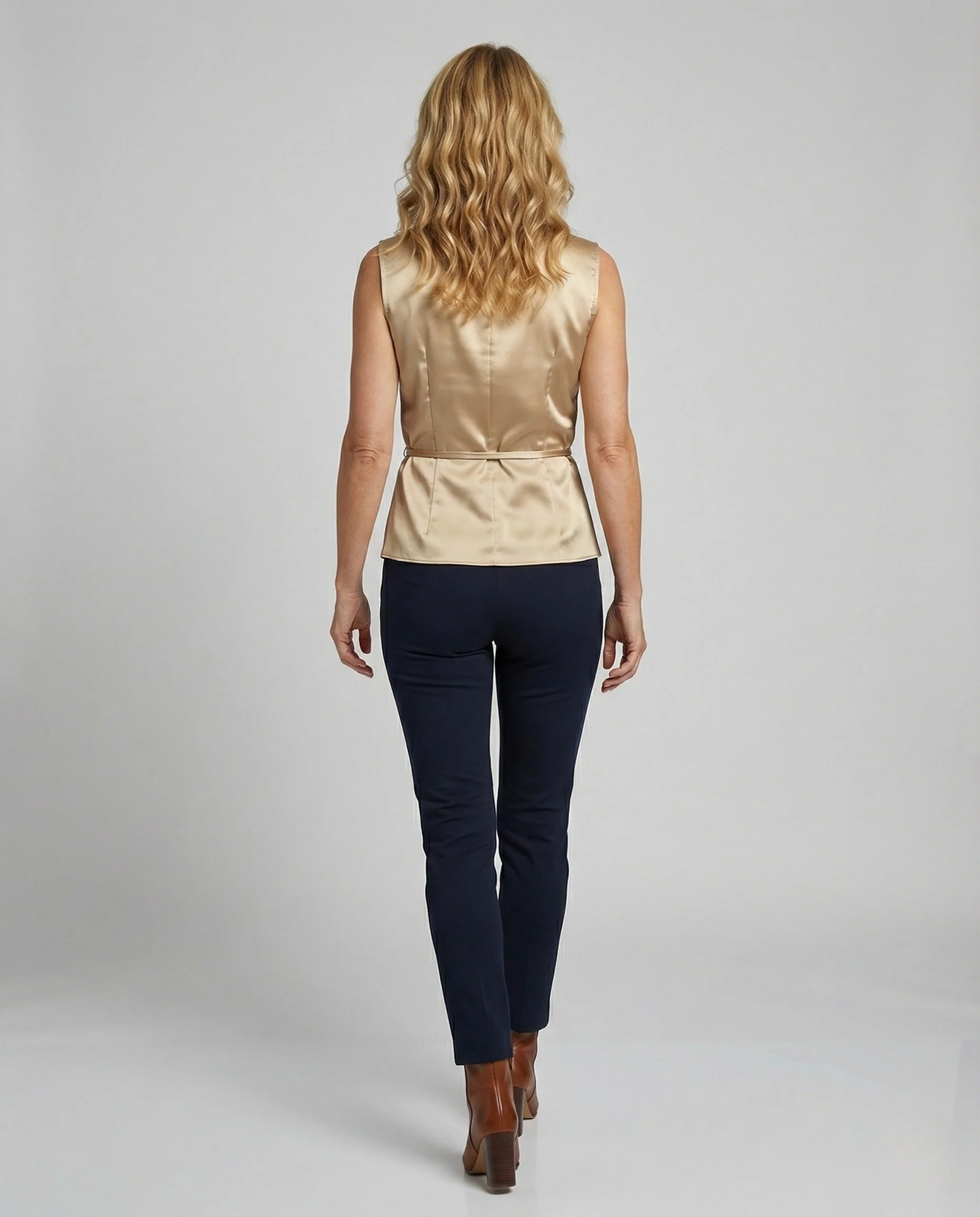 Ärmelloses Satin Top Damen Seidenoptik Asymmetrisch - Image 3