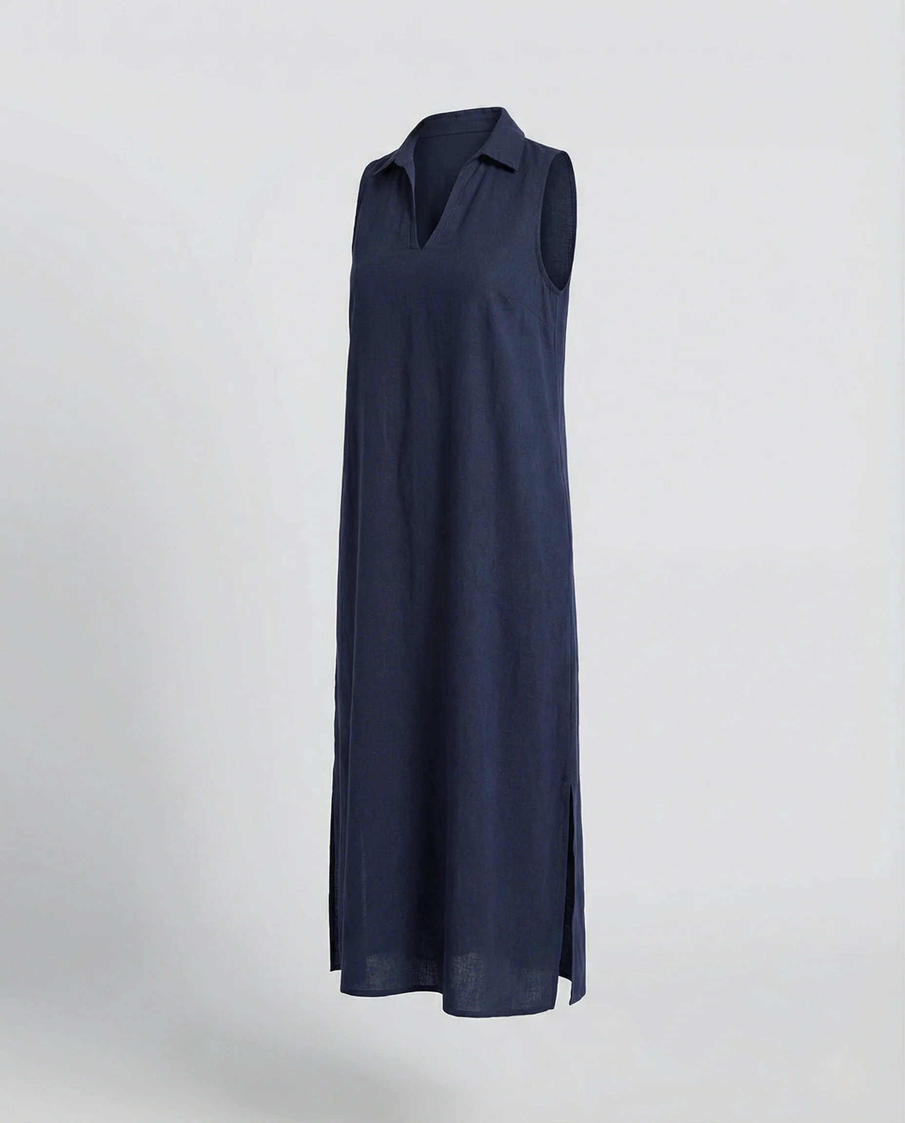 Damen Maxikleid Sommer Strick mit Polokragen - Image 5
