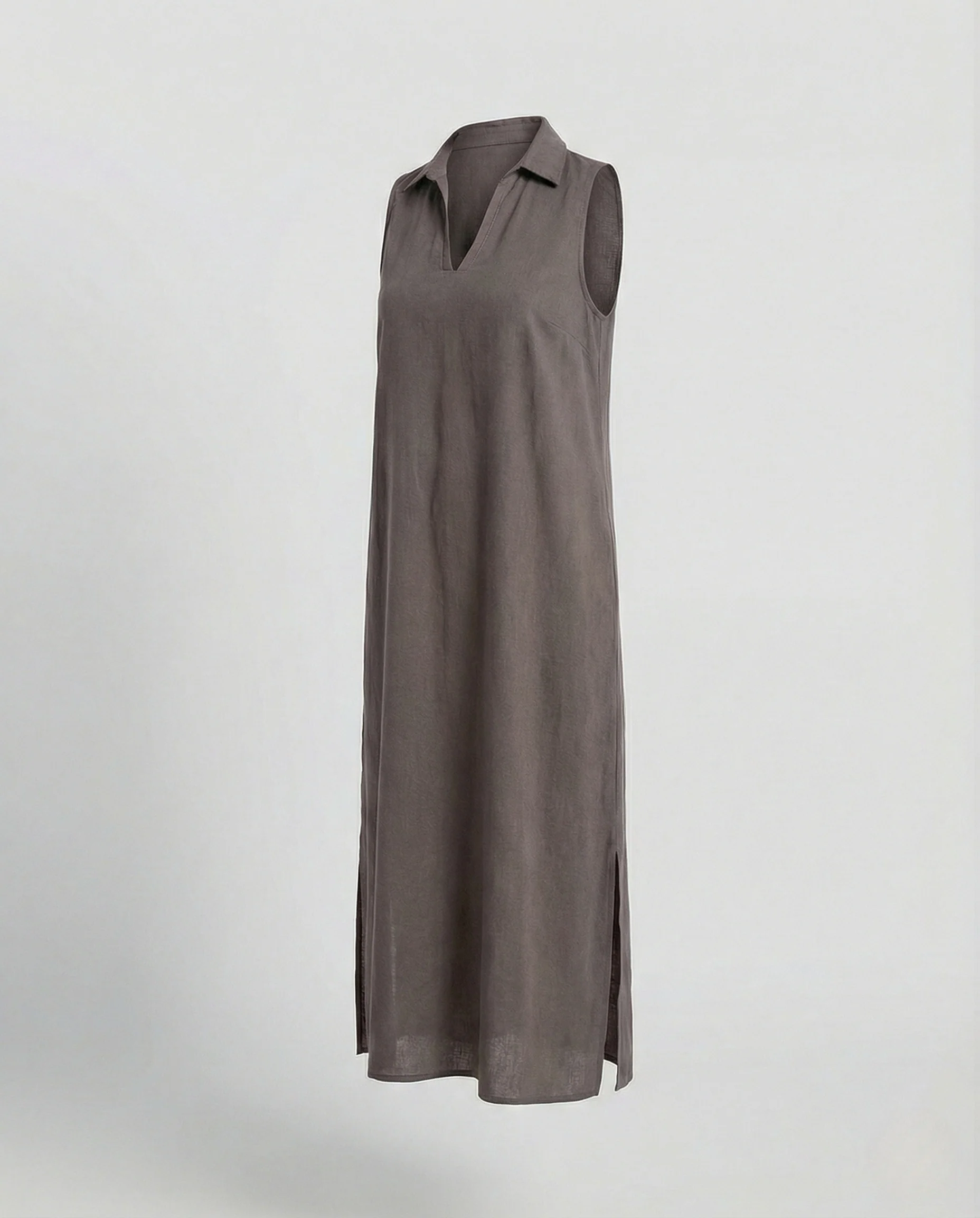 Damen Maxikleid Sommer Strick mit Polokragen - Image 6