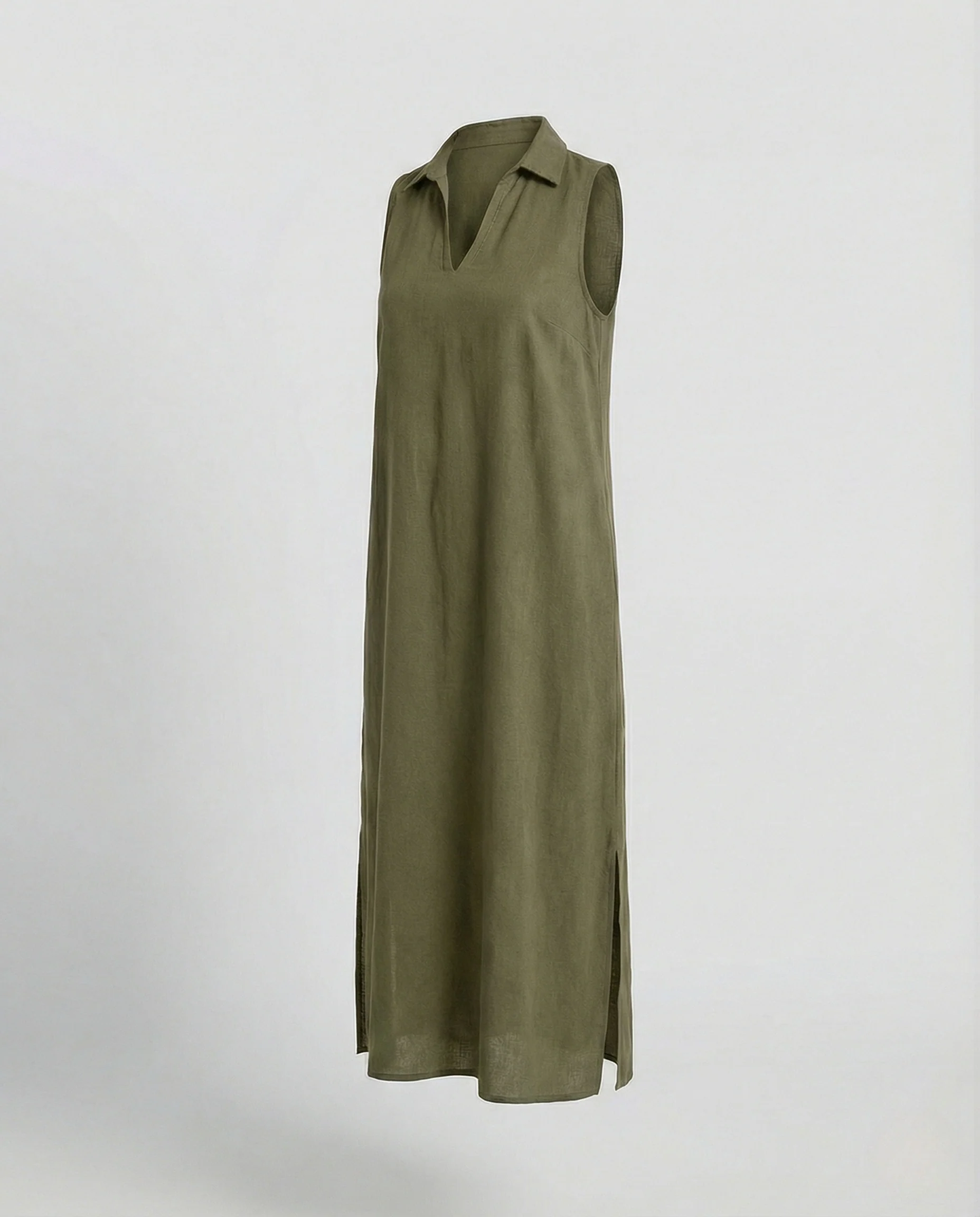 Damen Maxikleid Sommer Strick mit Polokragen - Image 7