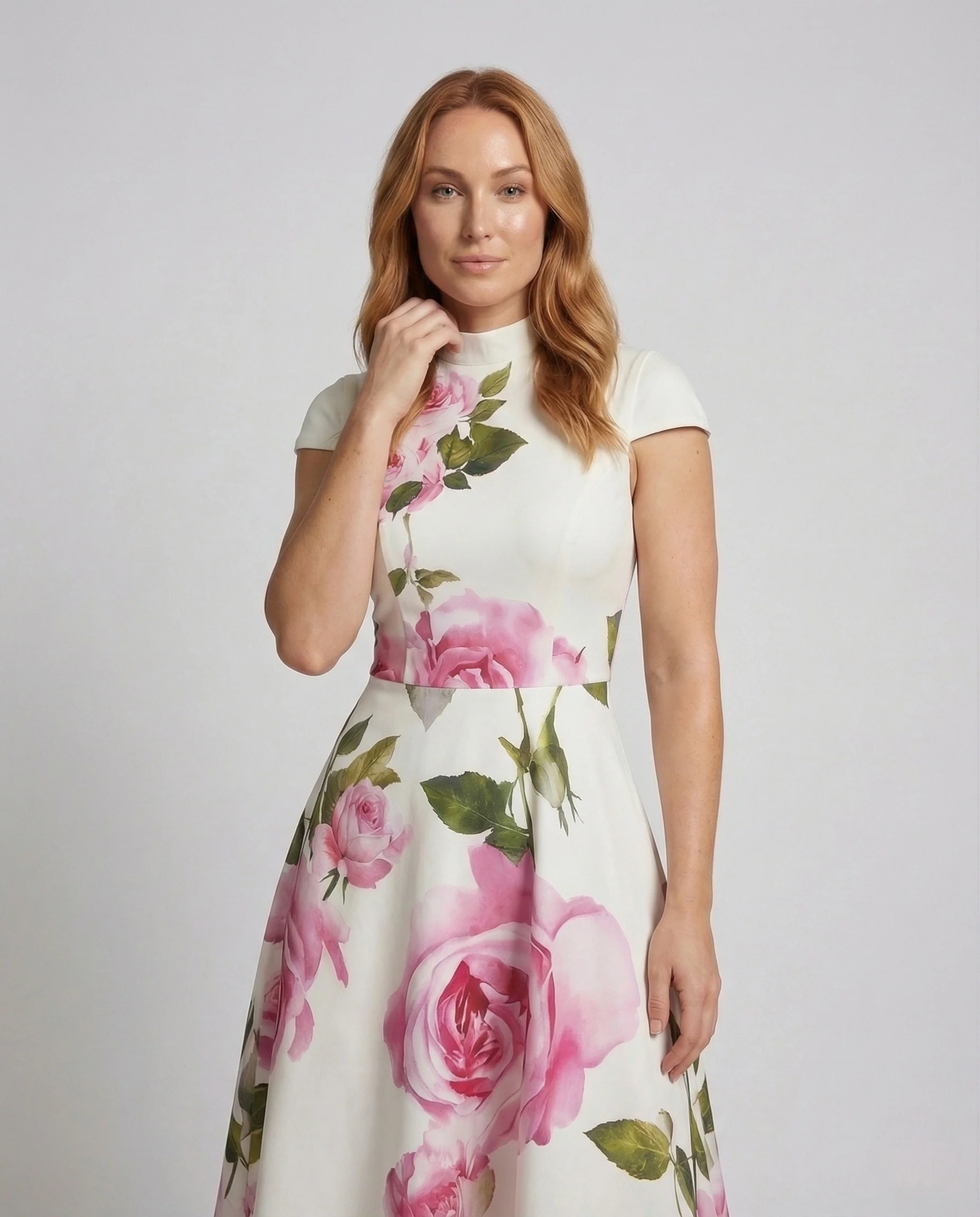 Damen Cocktailkleid Tailliert Tellerrock Rundhals Ärmellos - Image 2