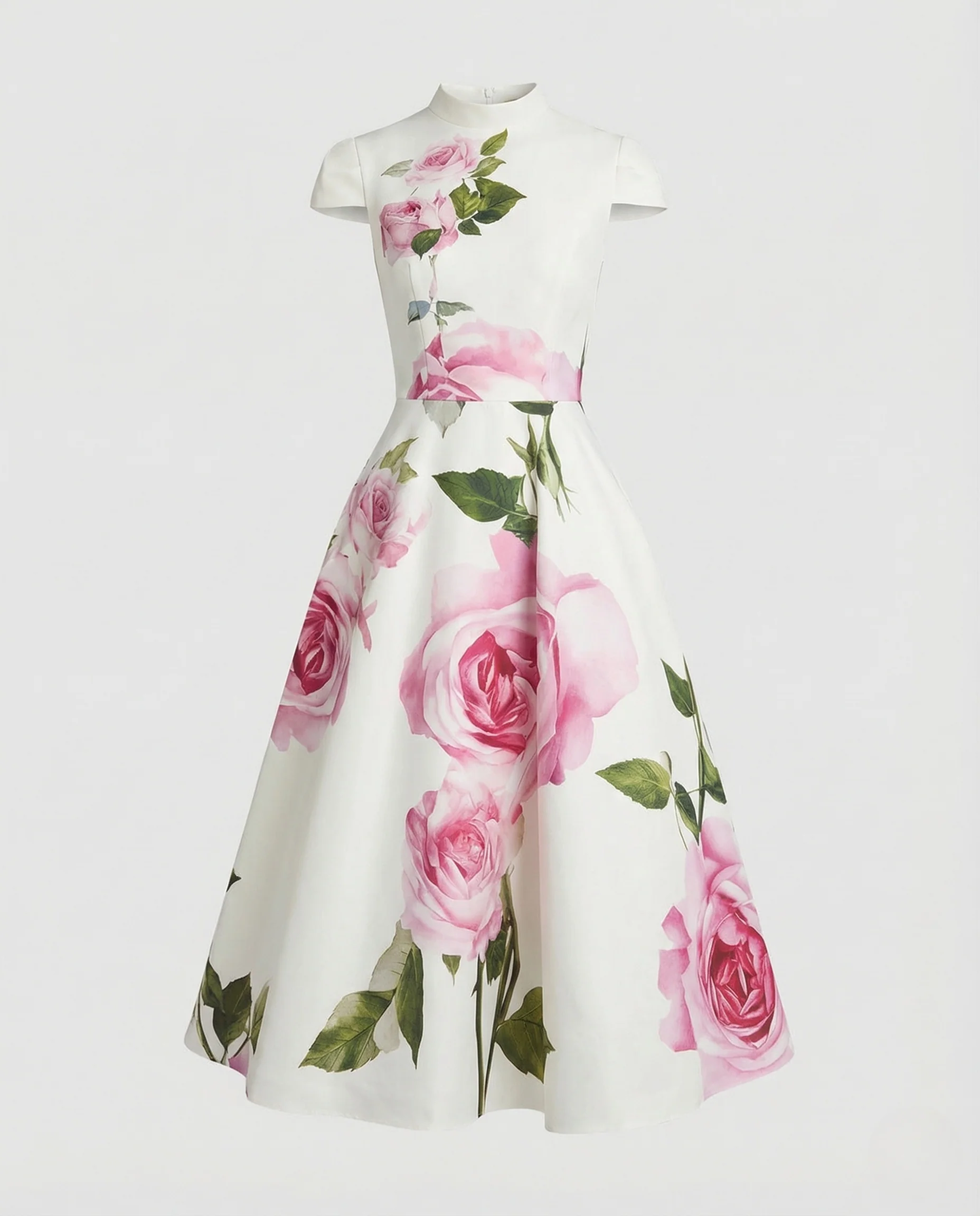 Damen Cocktailkleid Tailliert Tellerrock Rundhals Ärmellos - Image 5