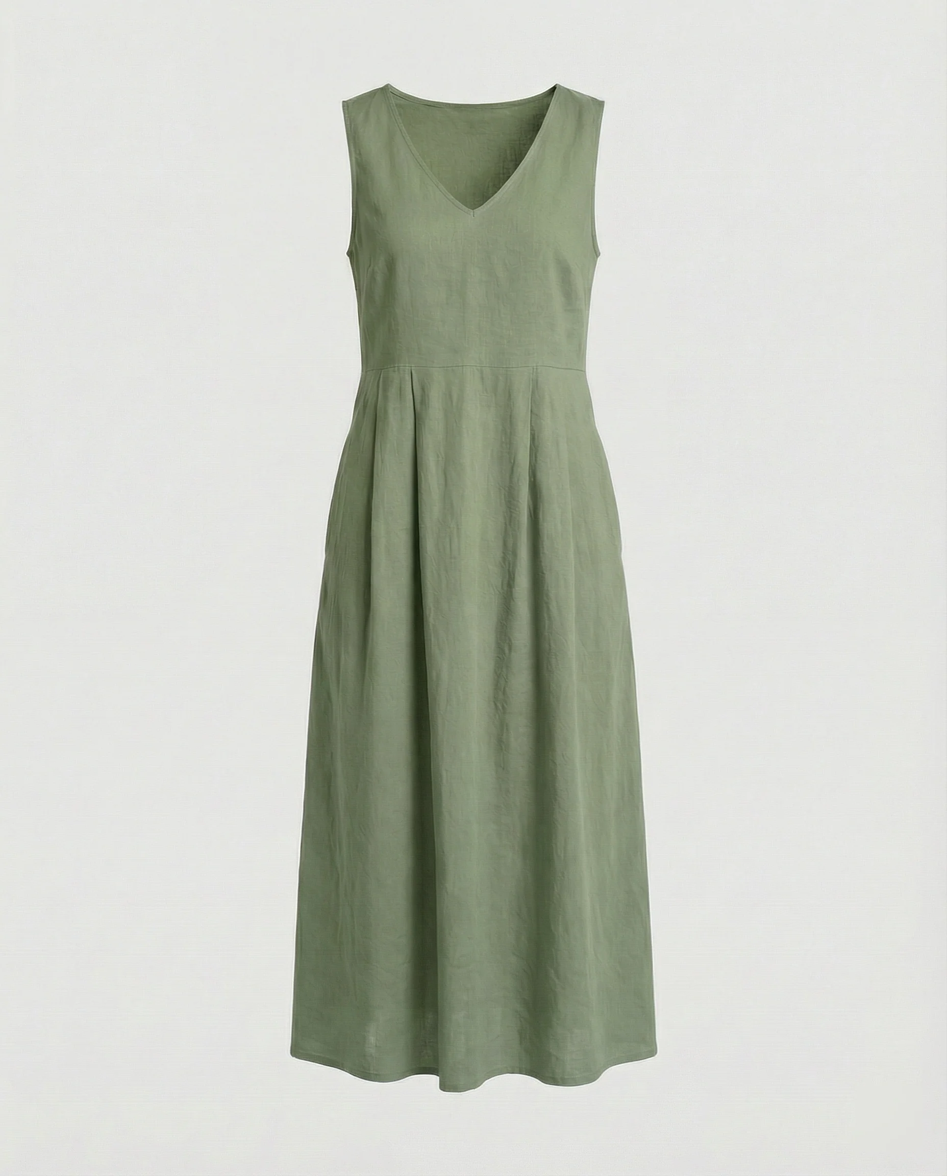Damen Freizeitkleid Leinen mit V-Ausschnitt - Image 10