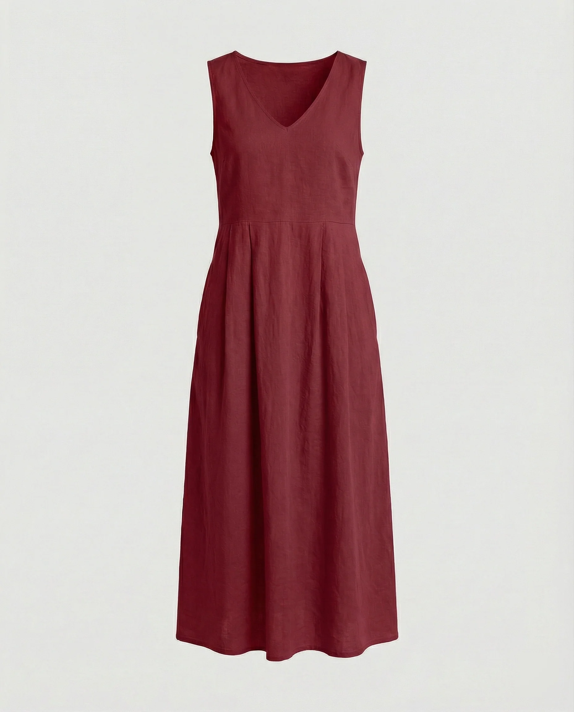 Damen Freizeitkleid Leinen mit V-Ausschnitt - Image 12