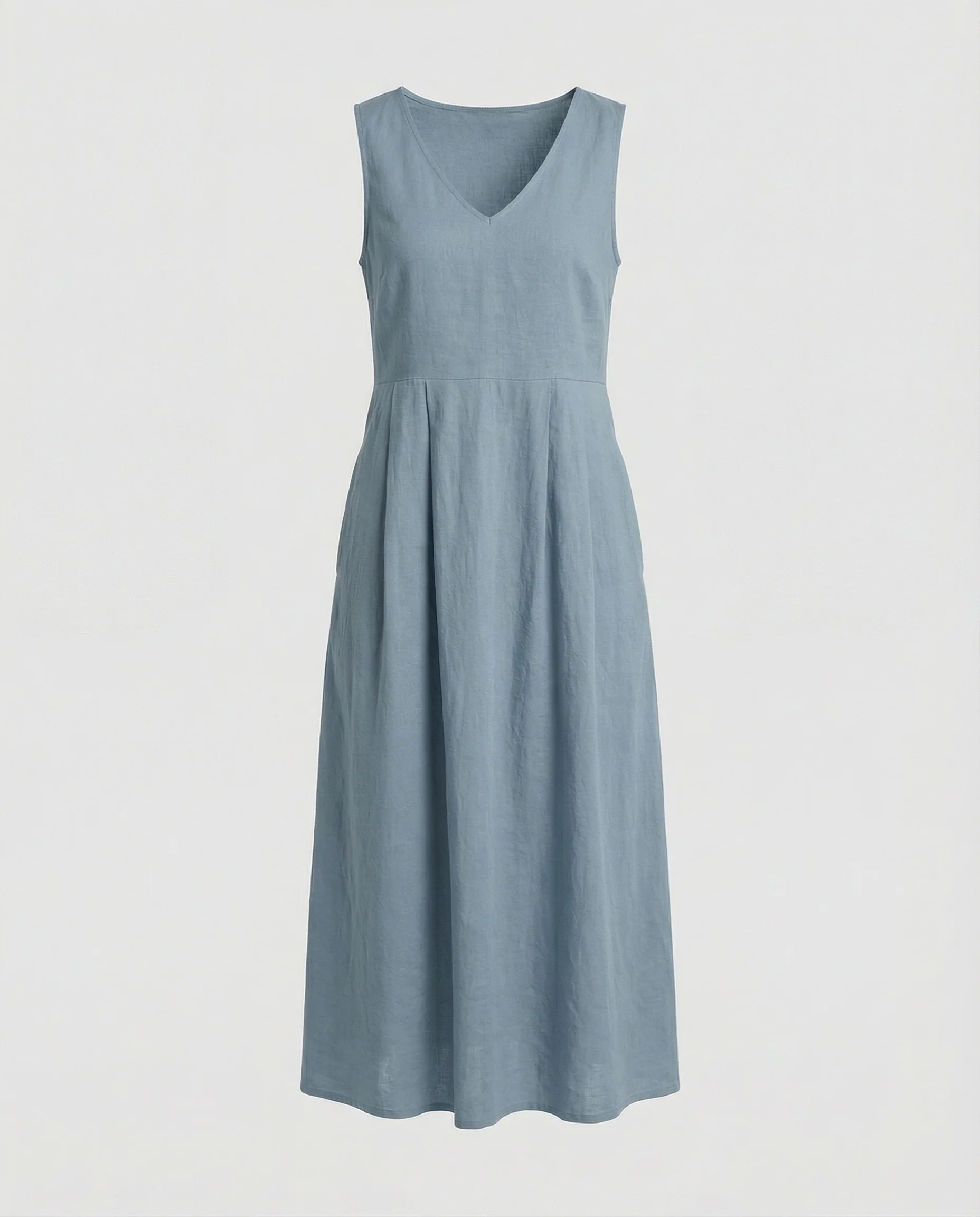 Damen Freizeitkleid Leinen mit V-Ausschnitt - Image 5