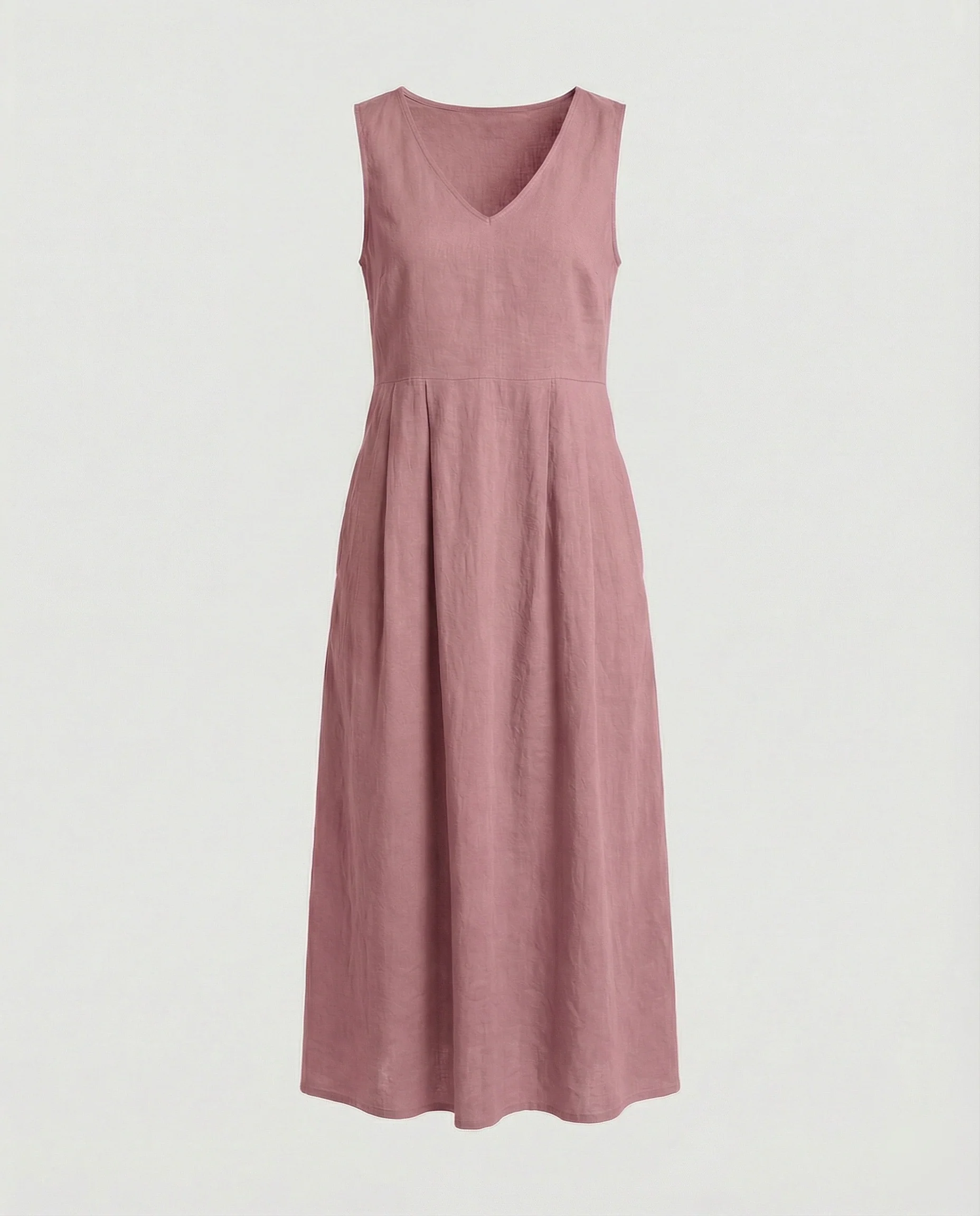 Damen Freizeitkleid Leinen mit V-Ausschnitt - Image 8