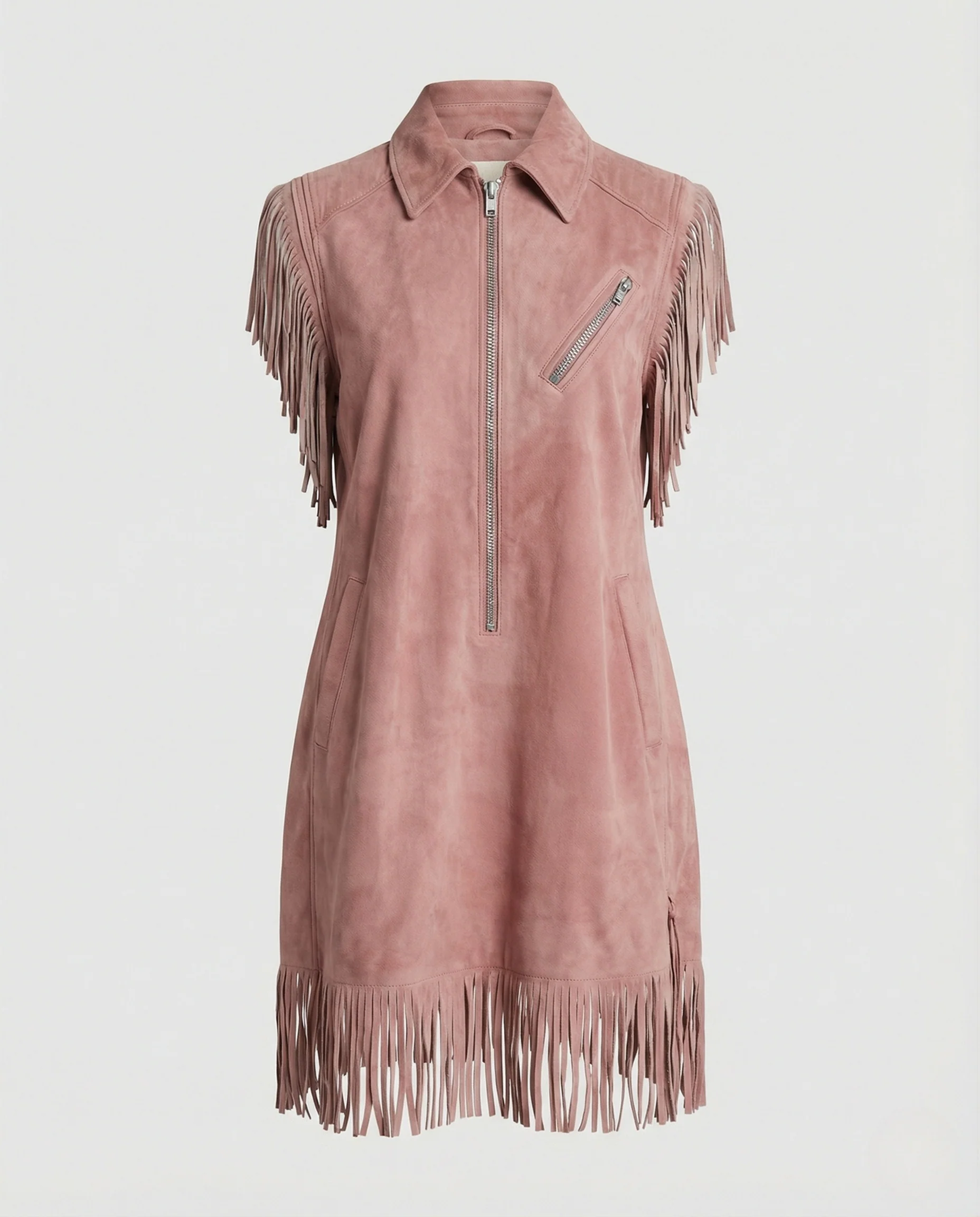 Damen Ärmelloses Velourskleid im Westernlook mit Fransen - Image 5
