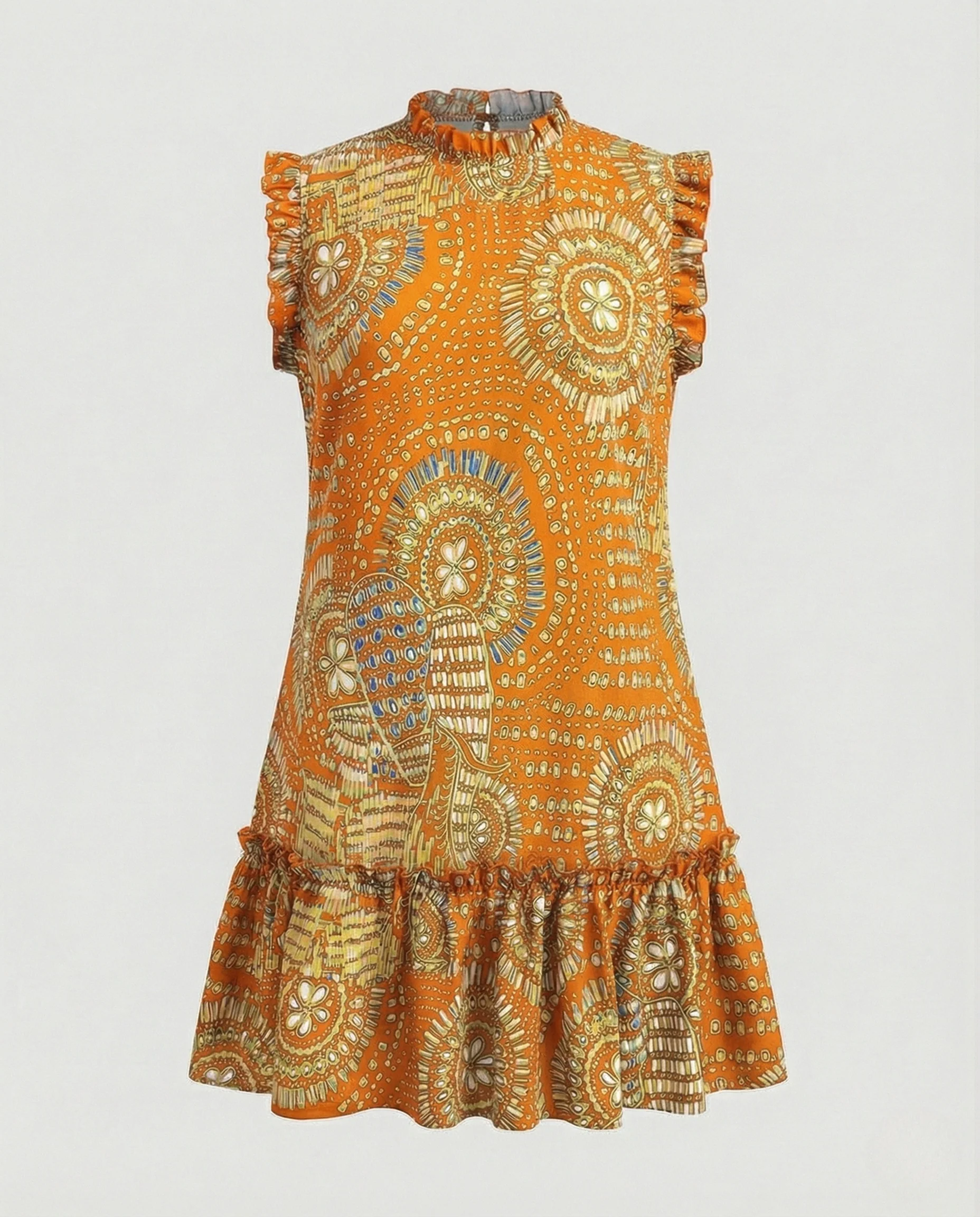 Volantkleid Ärmellos Boho Print Damen - Image 6