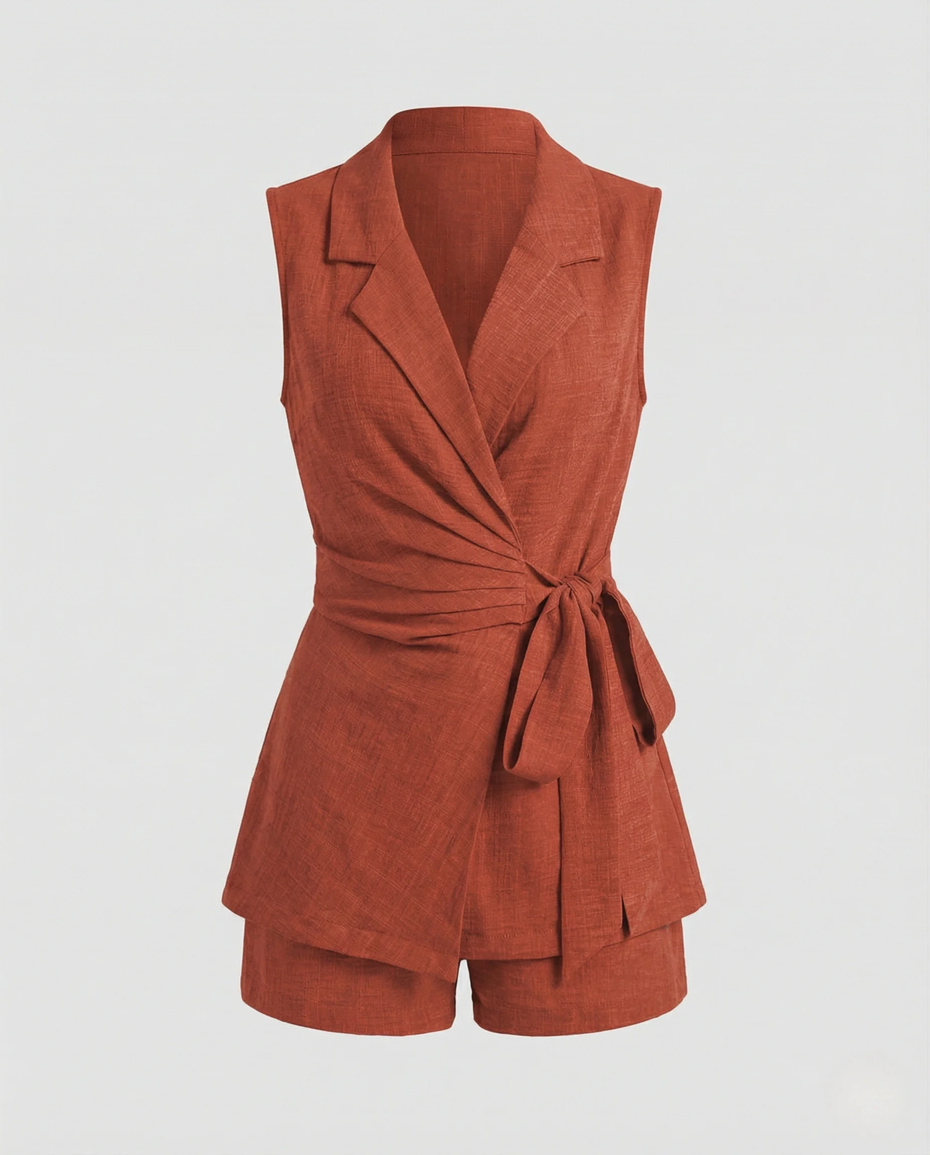 Wickelblazer Set Ärmellos Mit Shorts Damen - Image 4