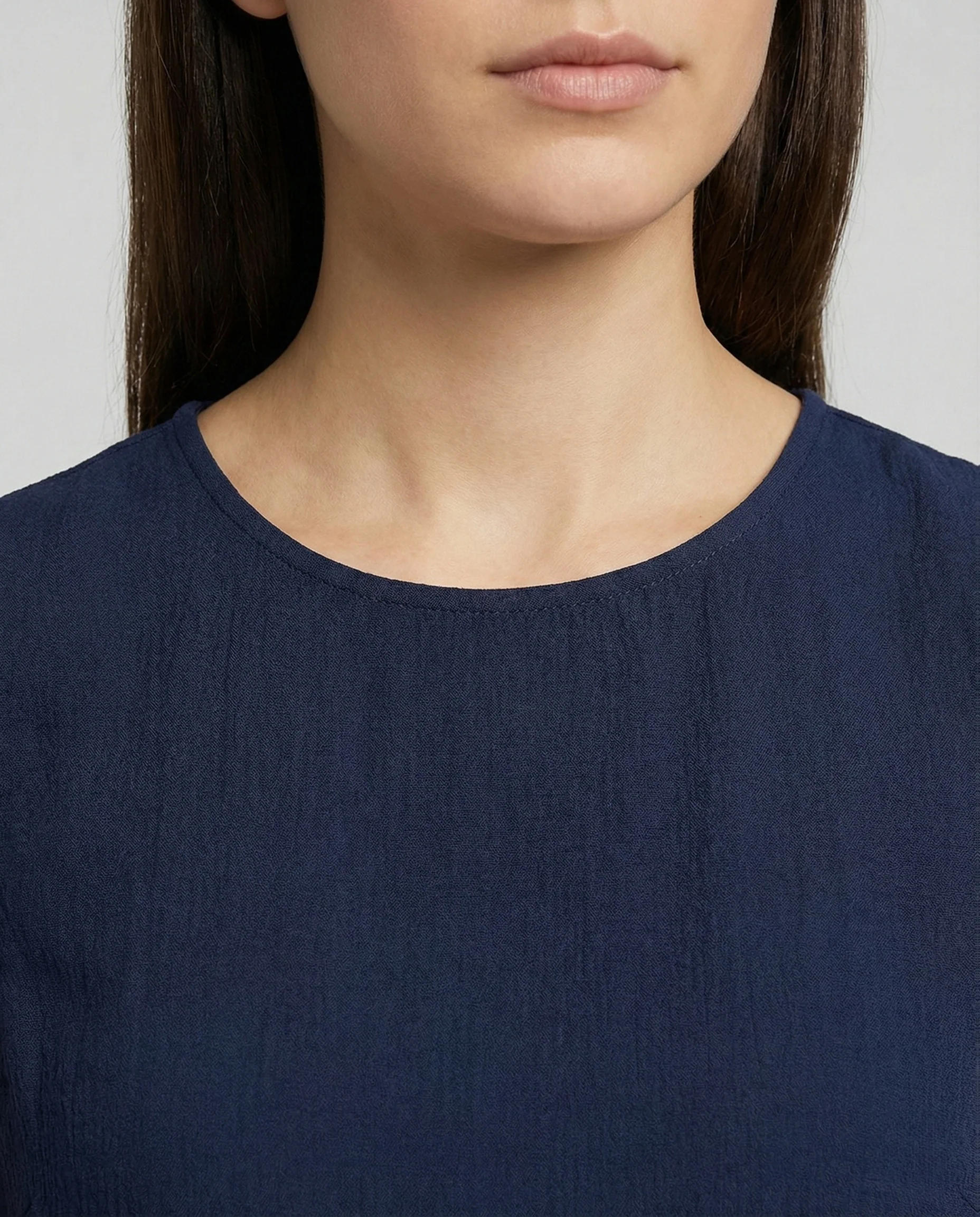 Damen Asymmetrische Leinen Tunika mit Seitenschleife - Image 3