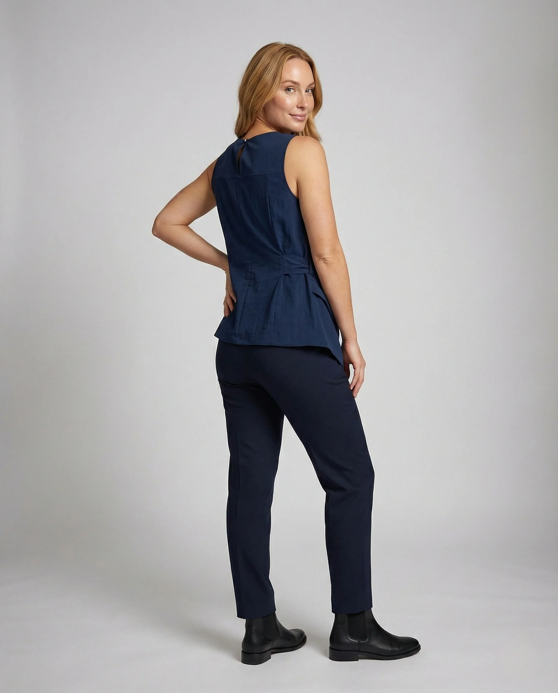 Damen Asymmetrische Leinen Tunika mit Seitenschleife - Image 4