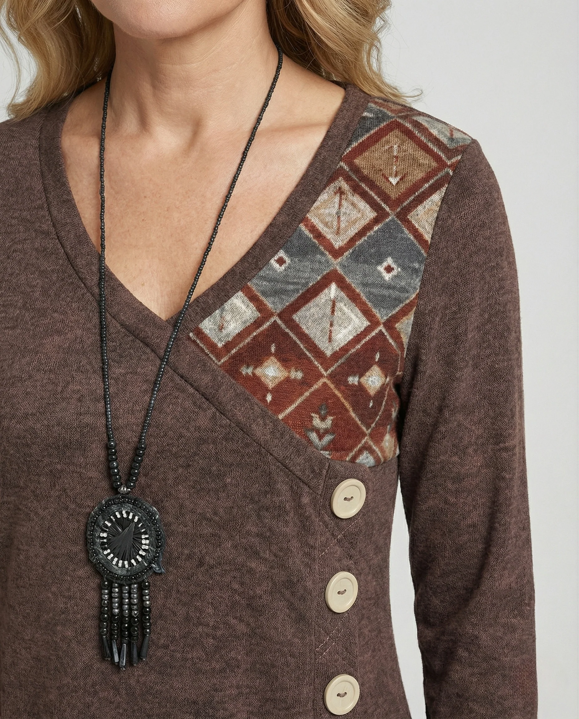 Asymmetrisches Boho Kleid Damen Patchwork - Image 3