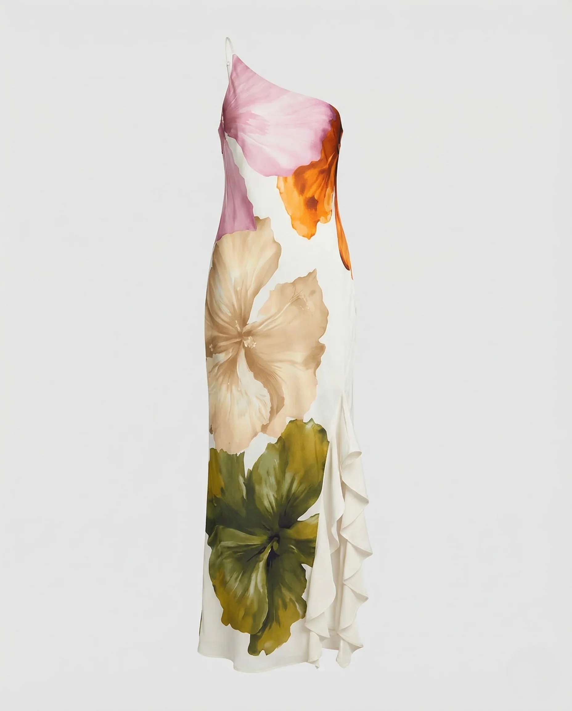 Damen Satin One Shoulder Maxikleid Schlitz - Image 5