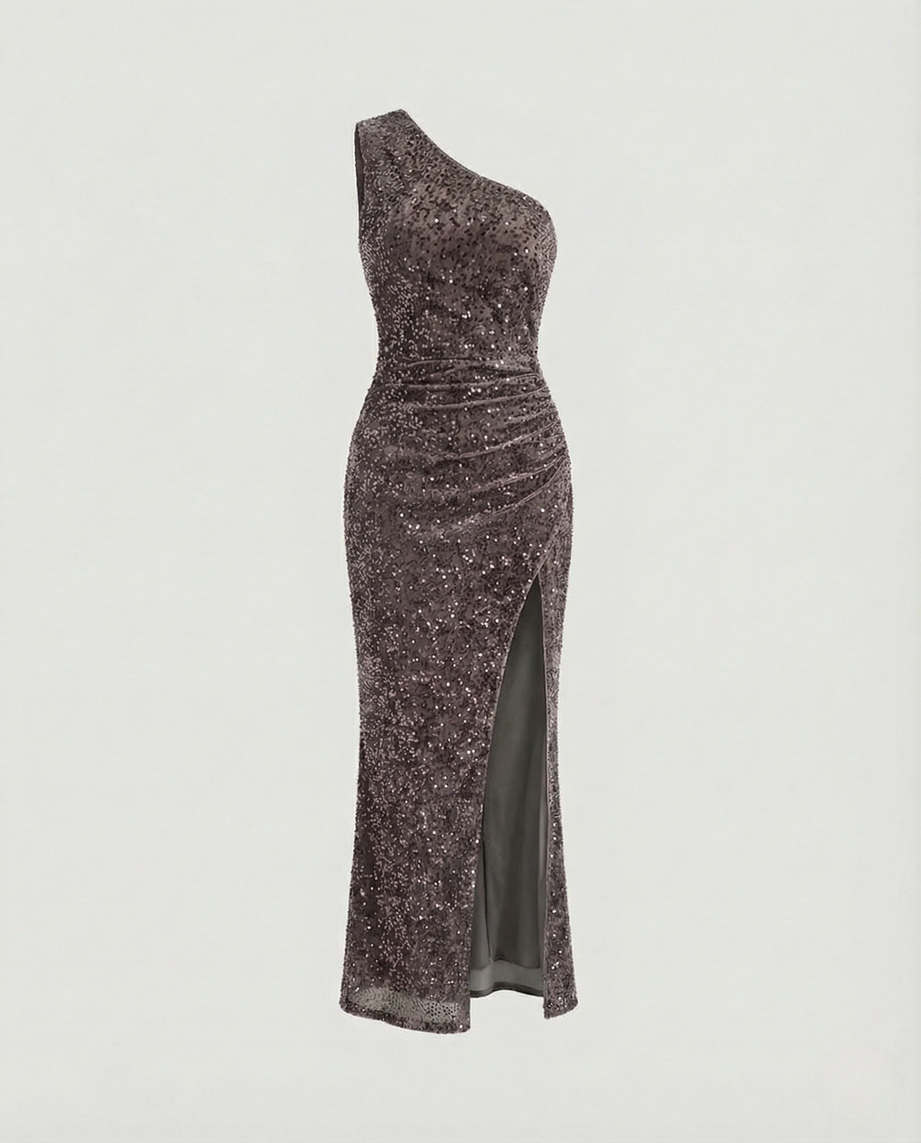 Ein Schulter Maxikleid Pailletten Damen - Image 11