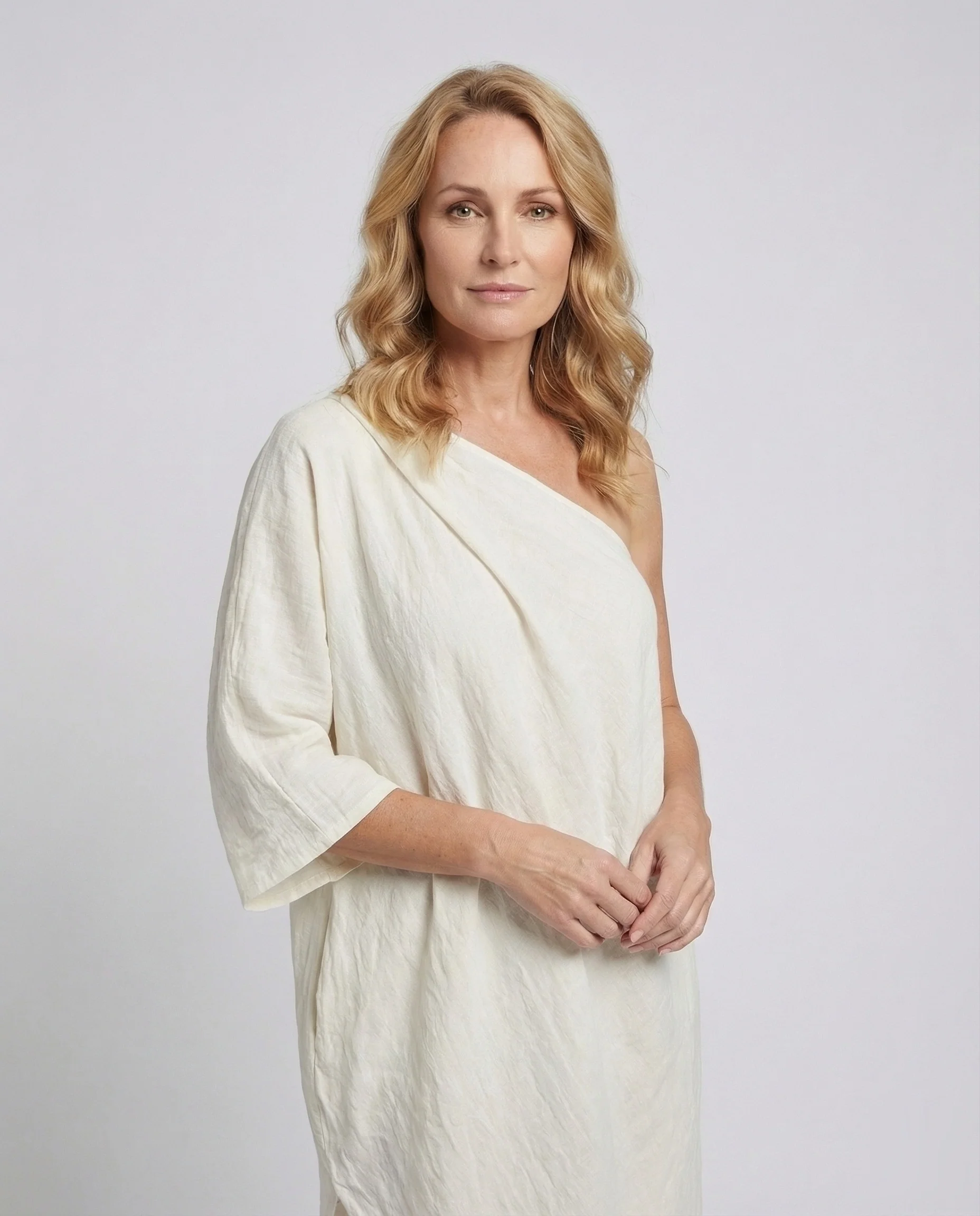Damen Asymmetrisches Maxikleid mit One-Shoulder-Detail und Ballonärmeln - Image 2