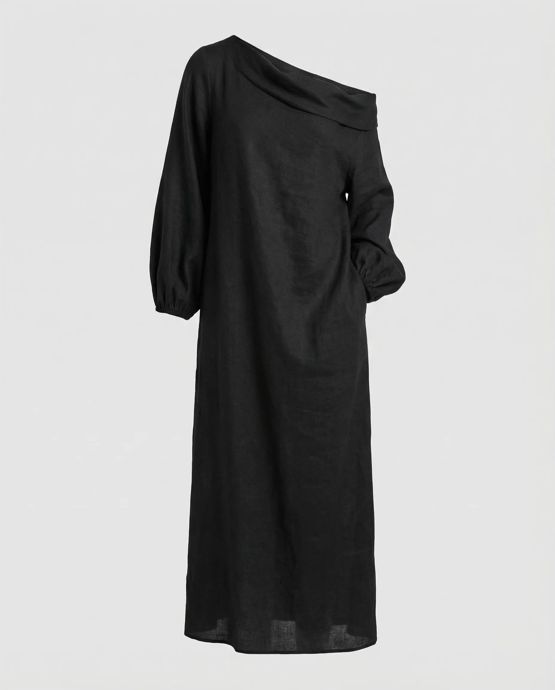 Damen Asymmetrisches Maxikleid mit One-Shoulder-Detail und Ballonärmeln - Image 5