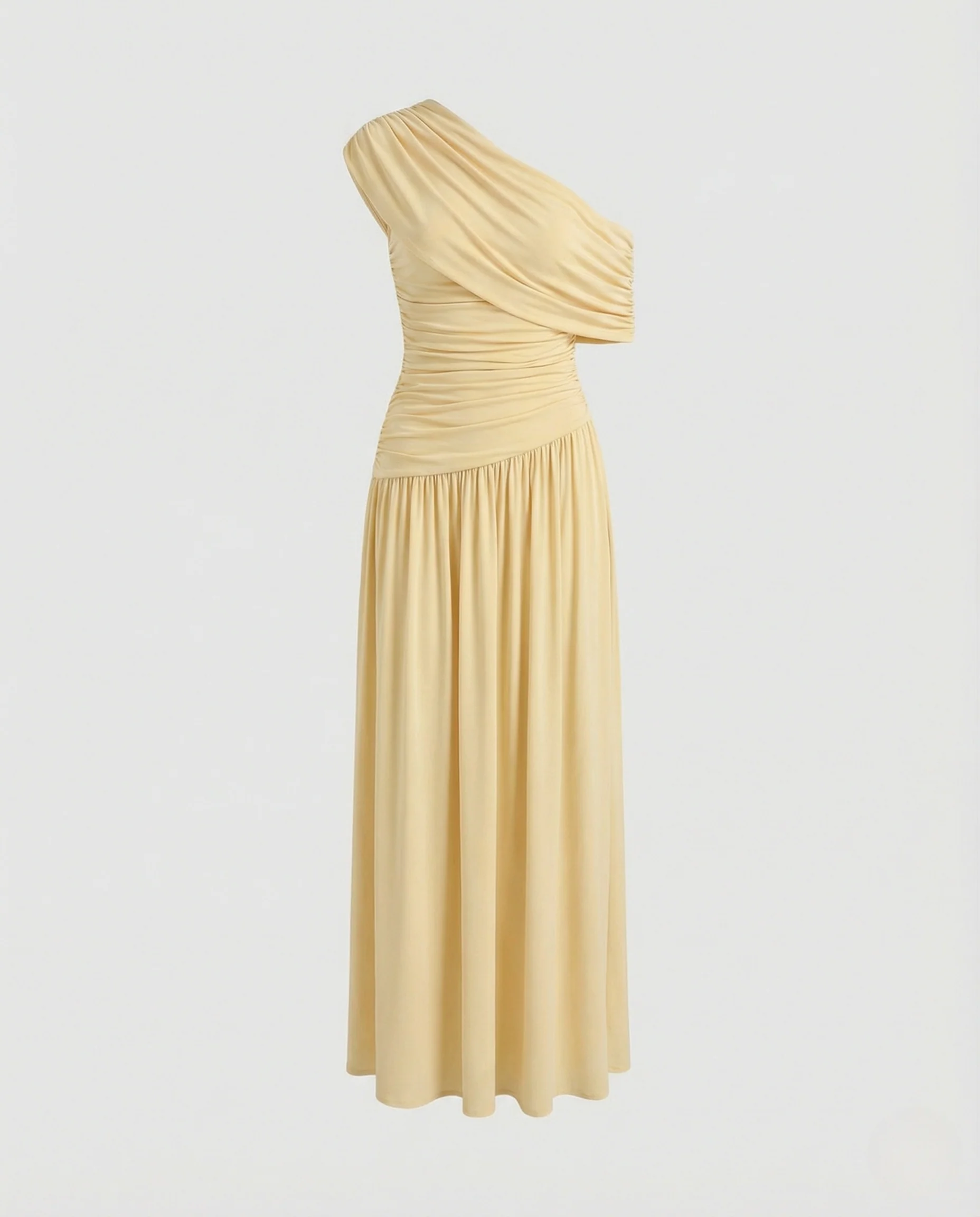Schulterfreies Maxikleid Asymmetrisch Damen - Image 4