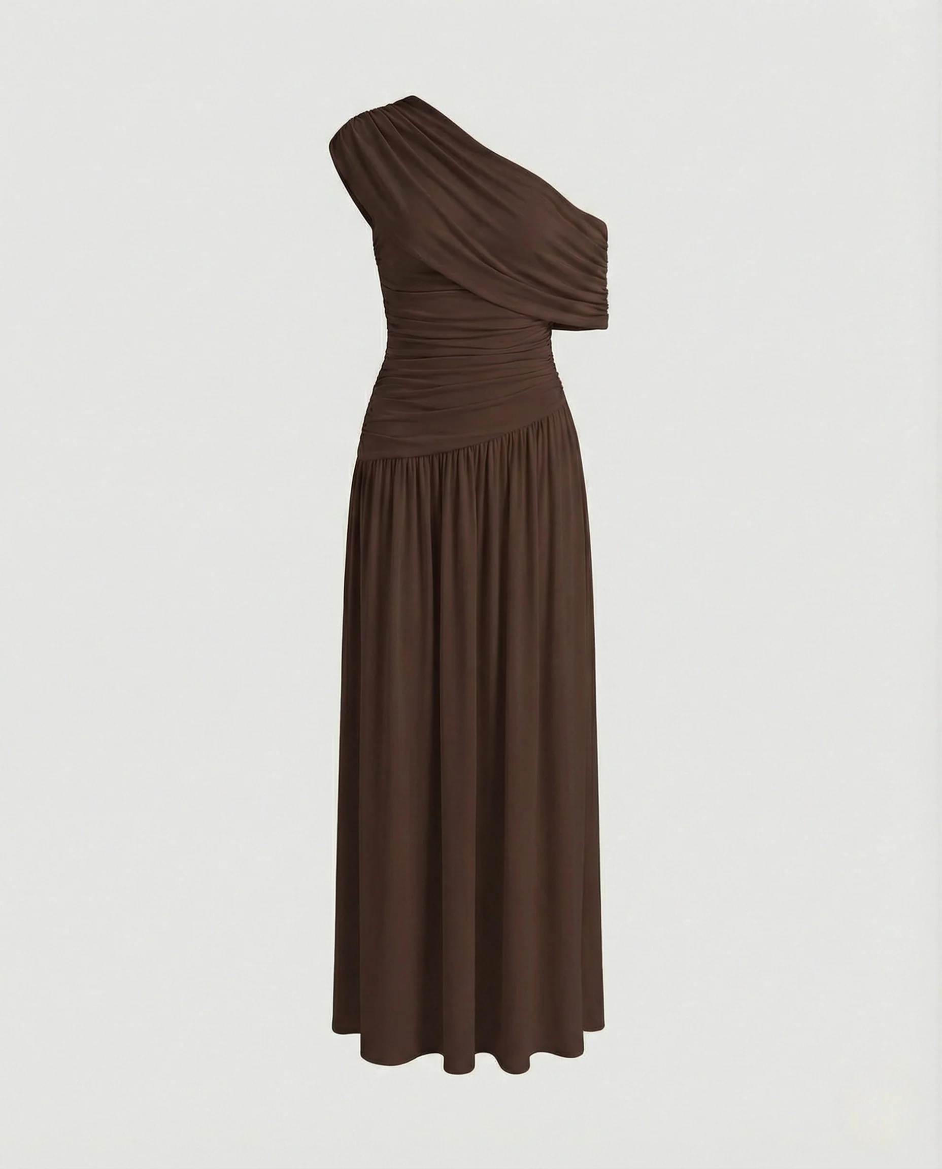 Schulterfreies Maxikleid Asymmetrisch Damen - Image 6