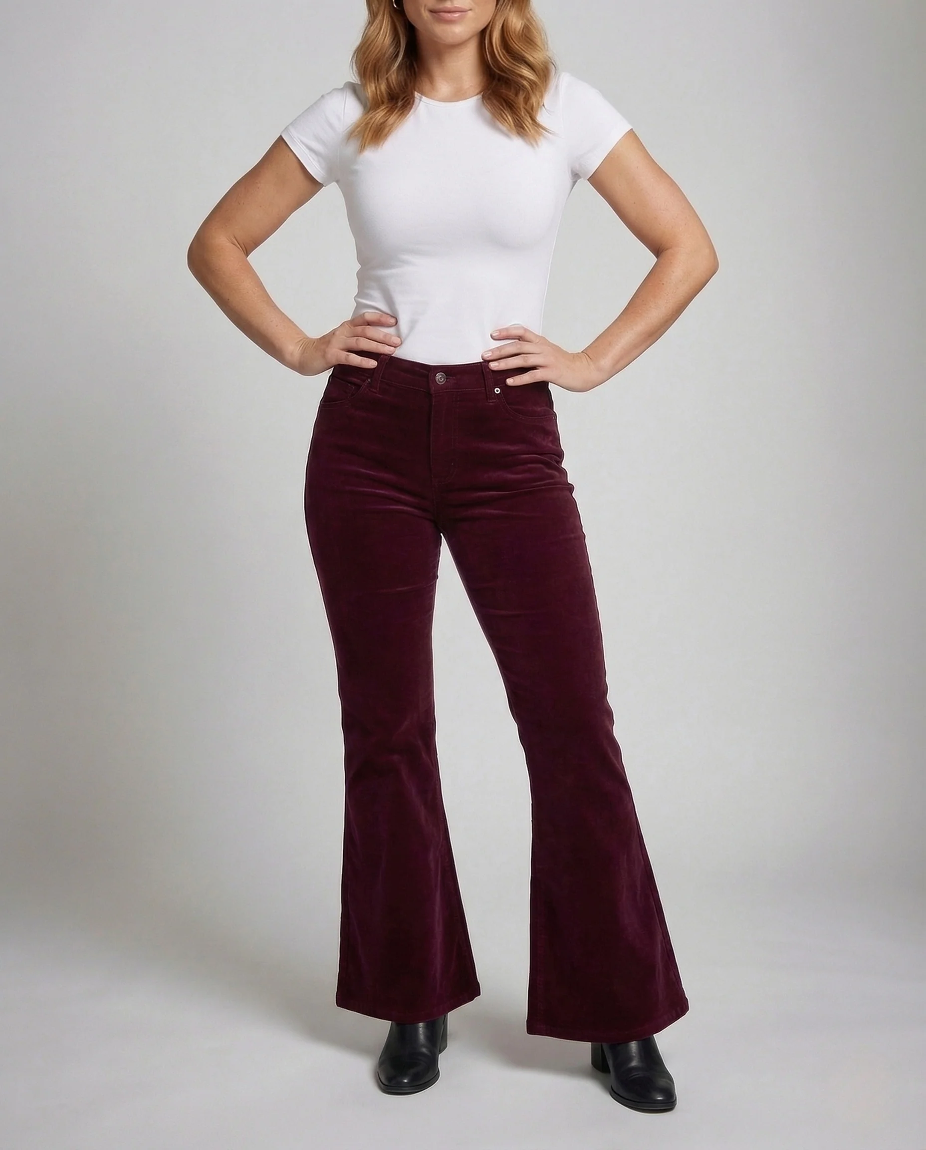 Damen Cordhose Schlag High Waist Stretch - Image 2