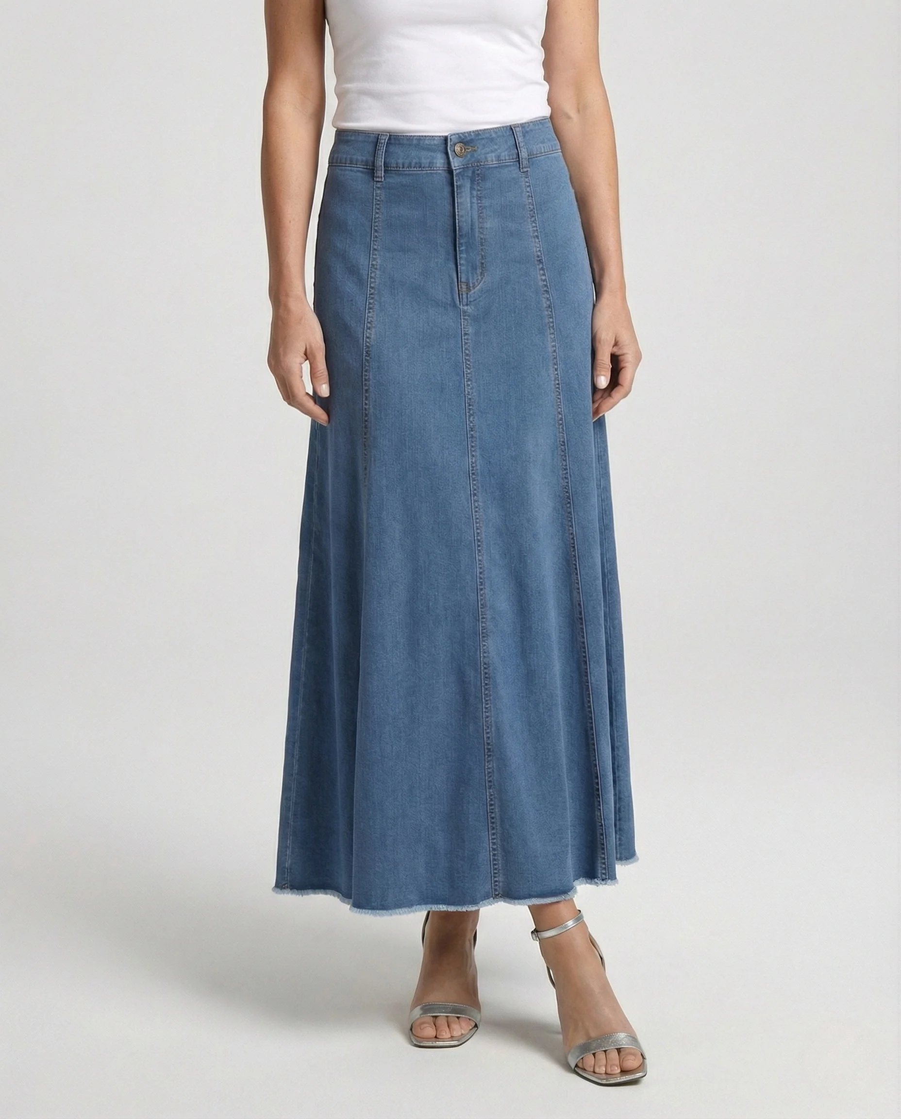 Maxirock Damen Jeans Fransen - Image 2