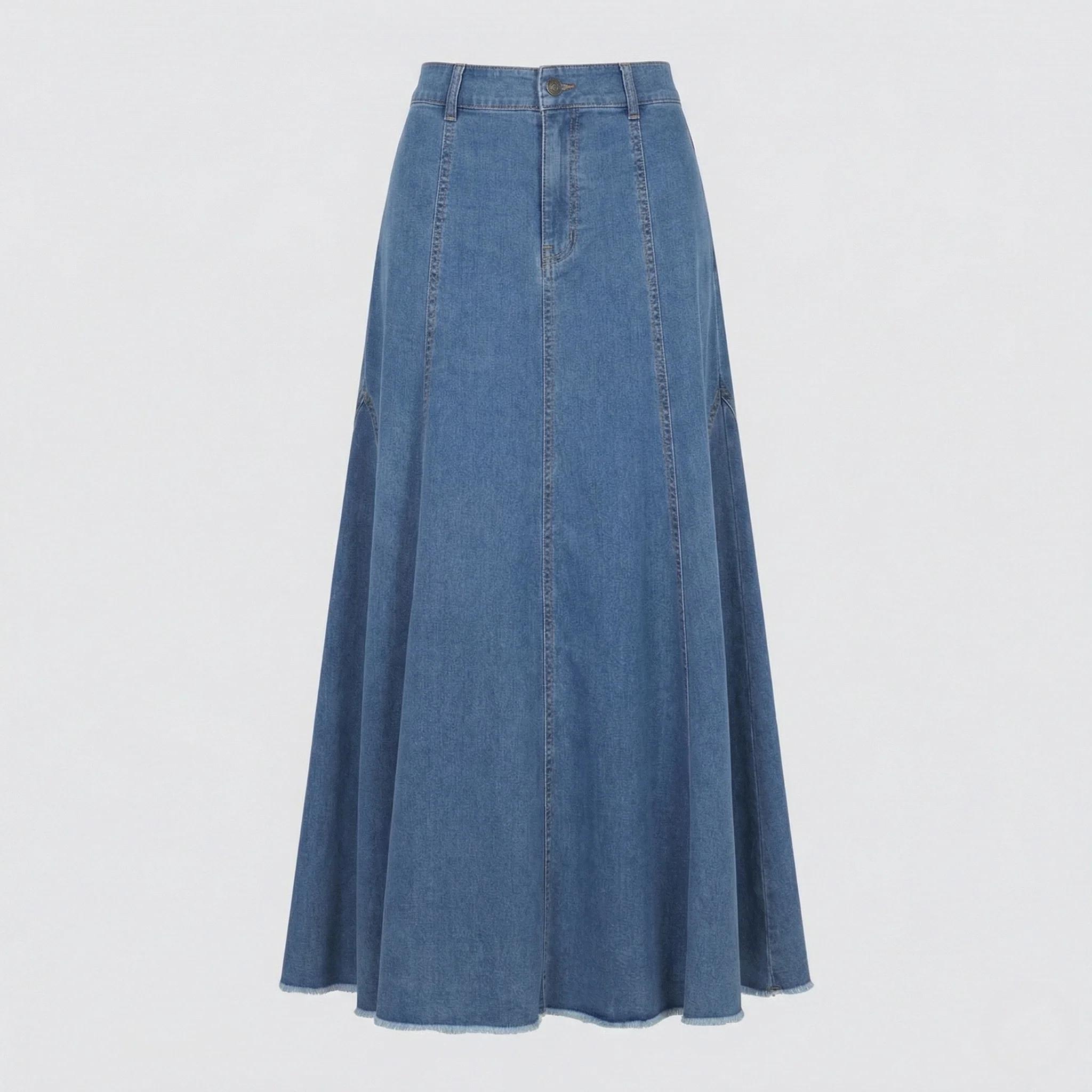 Maxirock Damen Jeans Fransen - Image 4