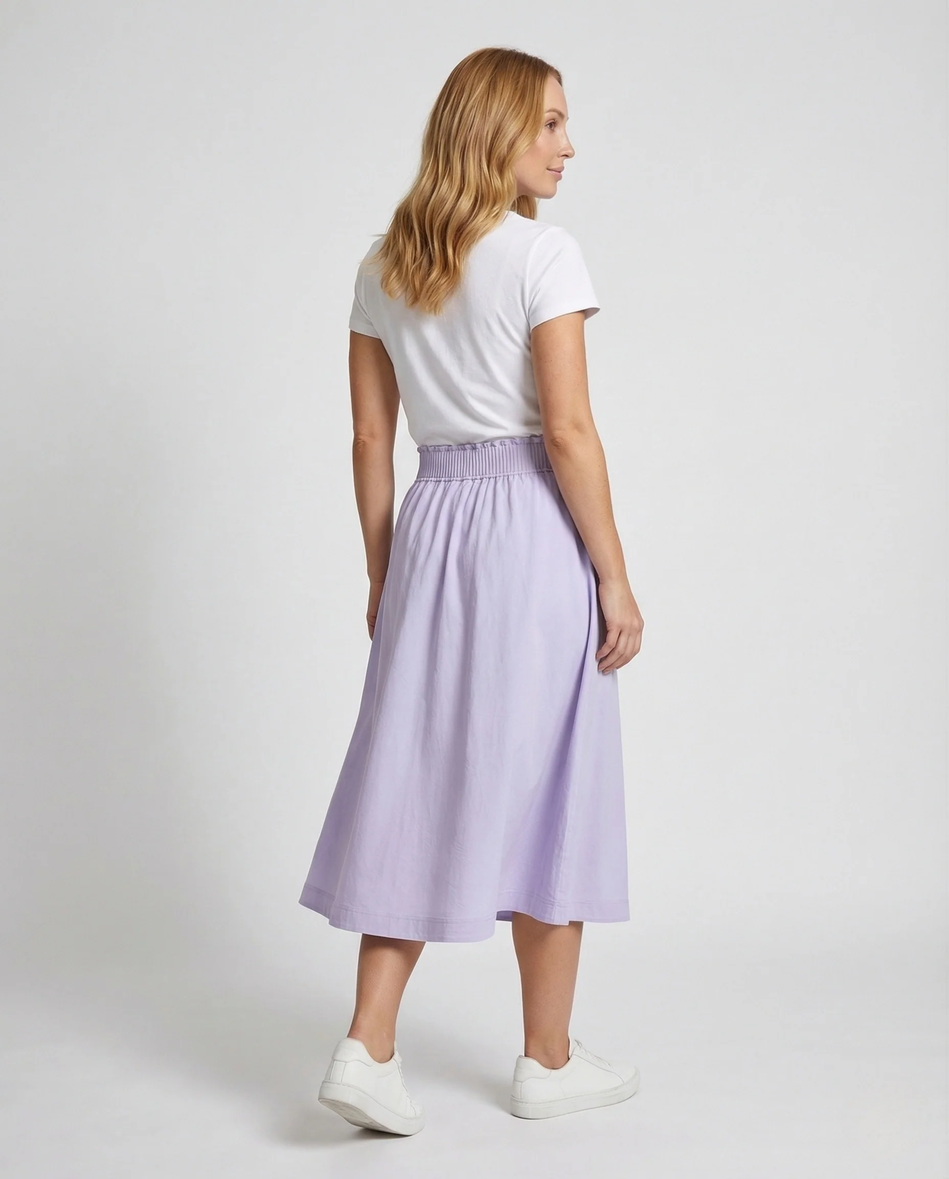 Damen Midirock Ausgestellt Elastischer Bund - Image 3