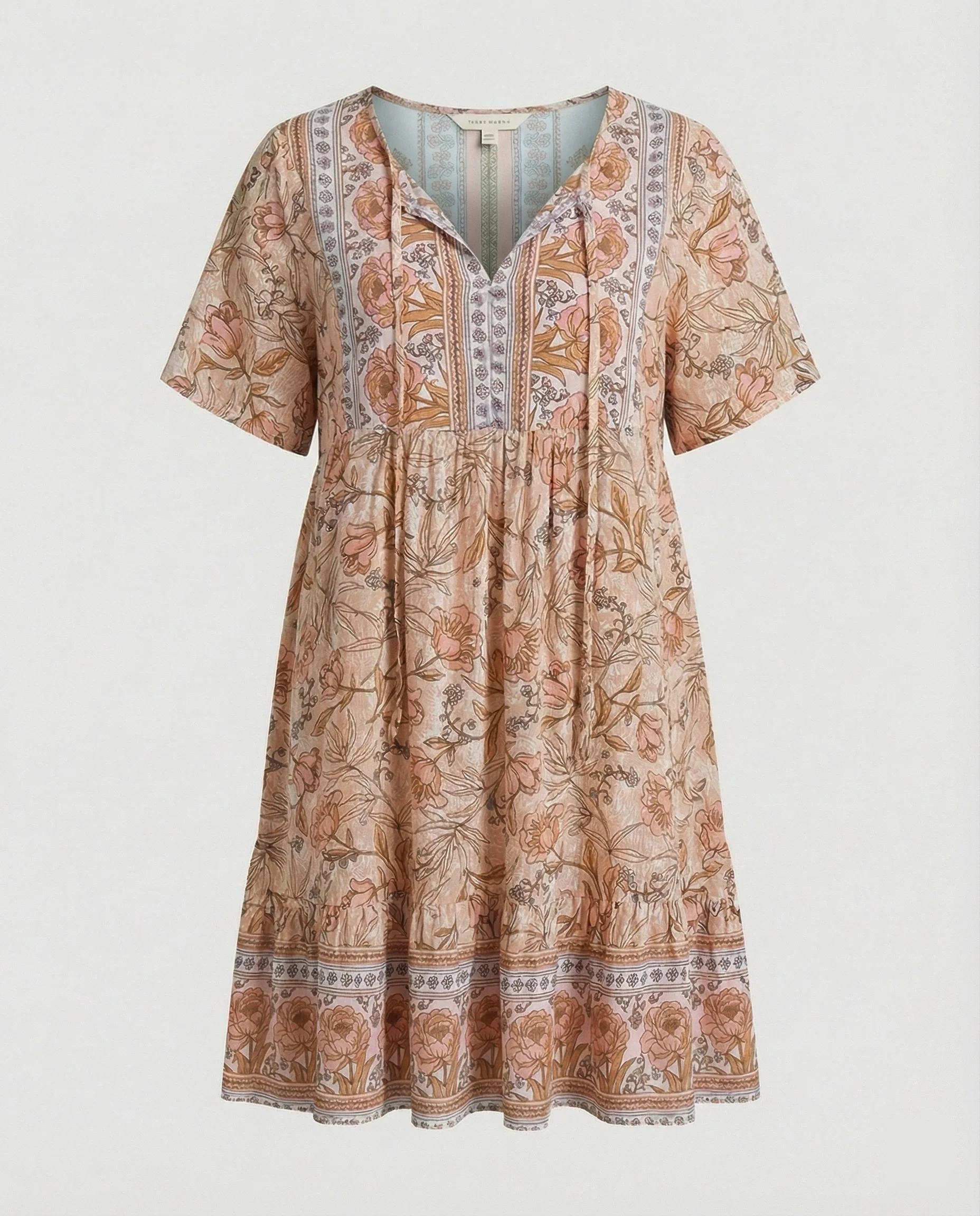 Damen Boho Midikleid A-Linie mit Bordüre - Image 7