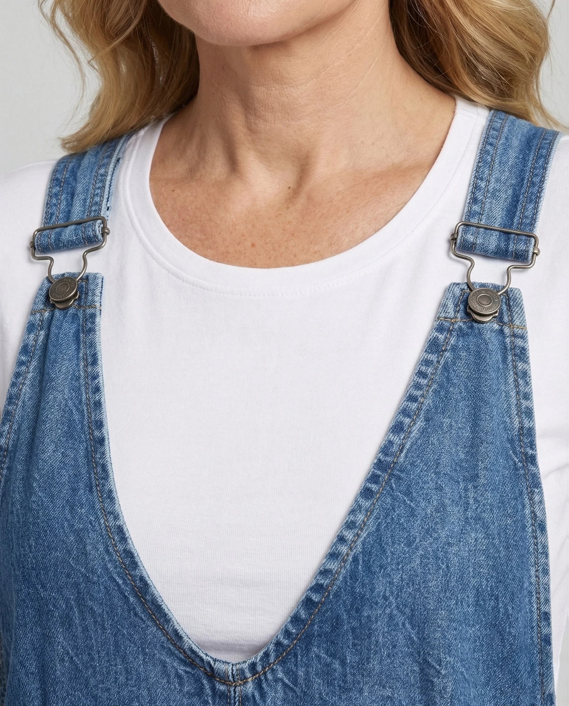 Damen Worker Overall aus Baumwollcanvas mit V-Ausschnitt & Taschen - Image 2
